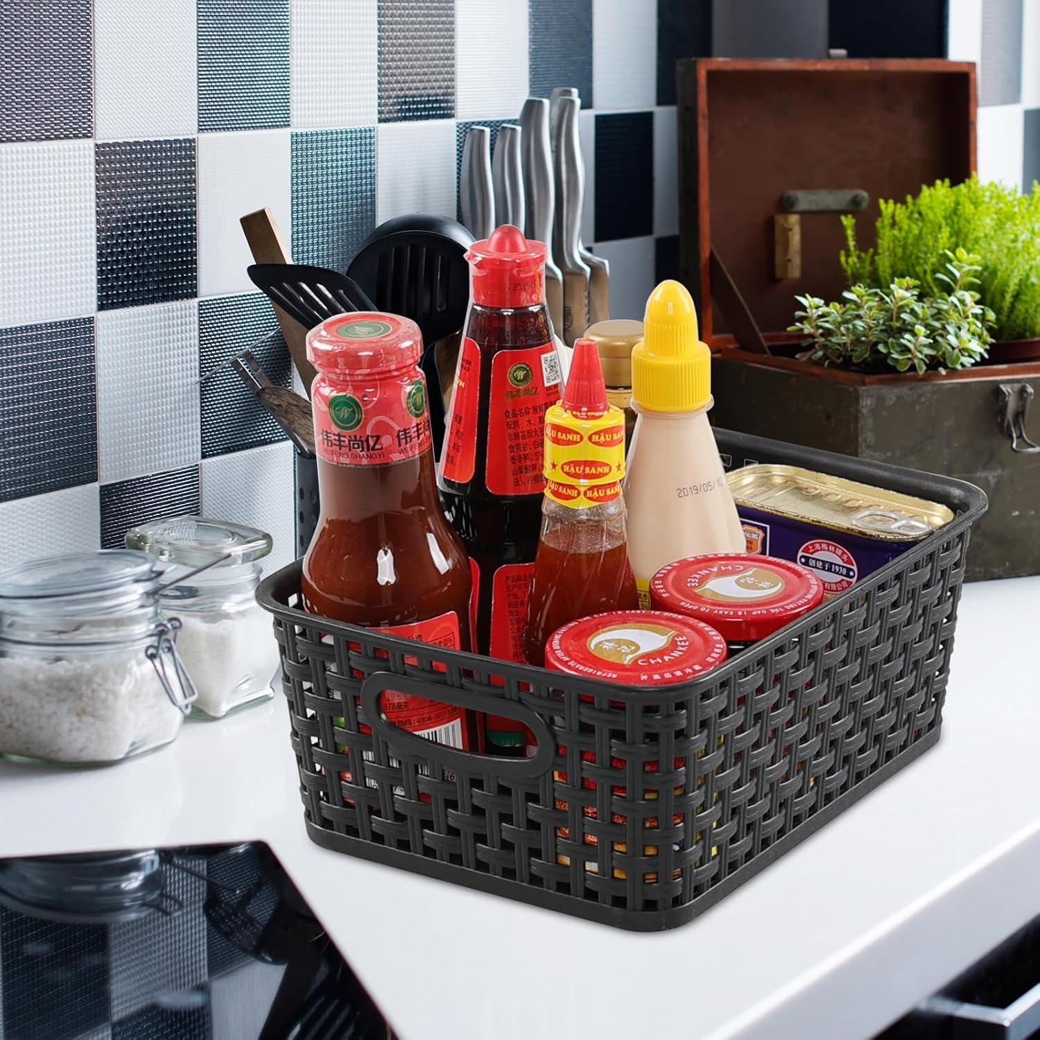 Cestas de Almacenamiento de Plástico Negro Sandmovie - 6 Piezas