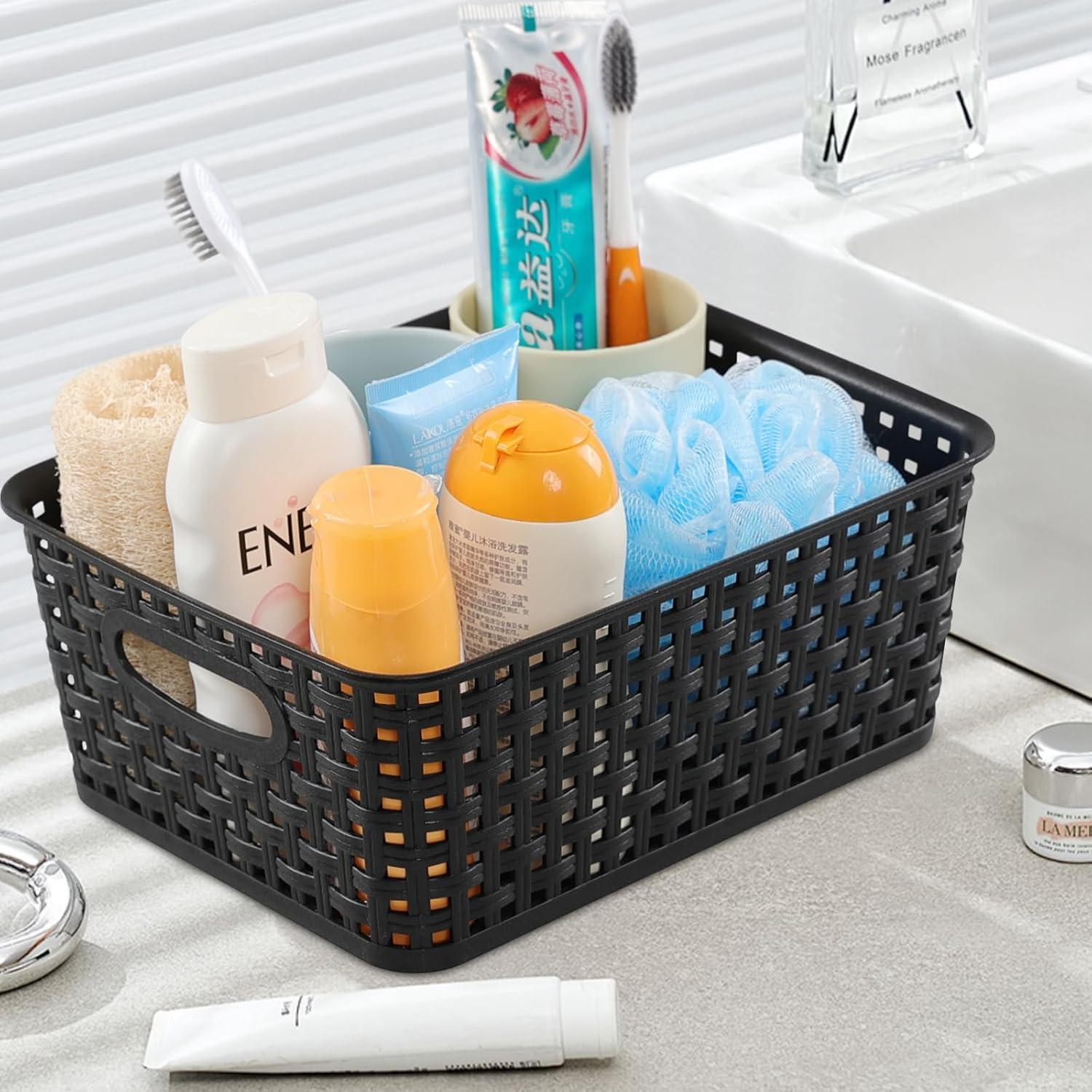 Cestas de Almacenamiento de Plástico Negro Sandmovie - 6 Piezas