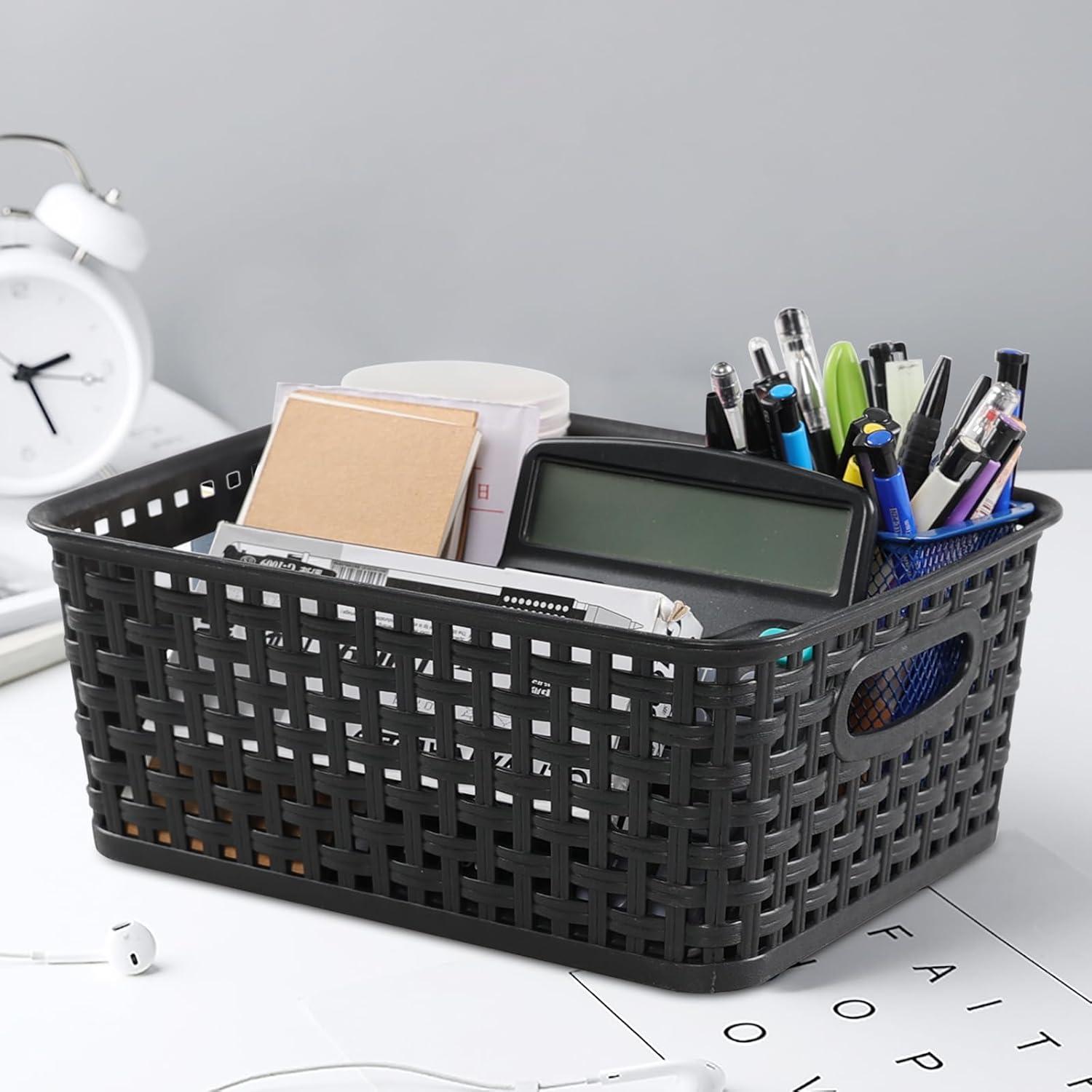 Cestas de Almacenamiento de Plástico Negro Sandmovie - 6 Piezas