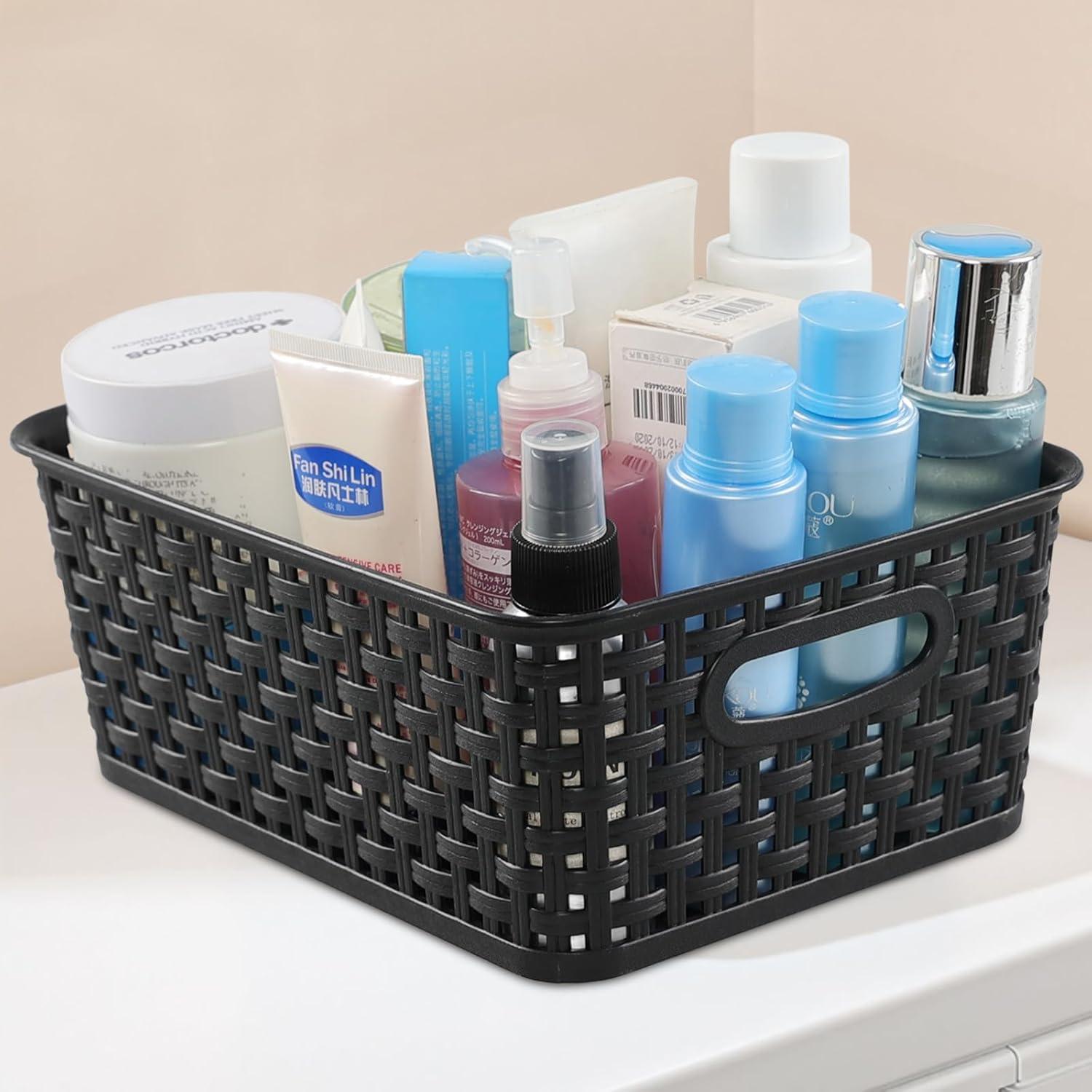 Cestas de Almacenamiento de Plástico Negro Sandmovie - 6 Piezas