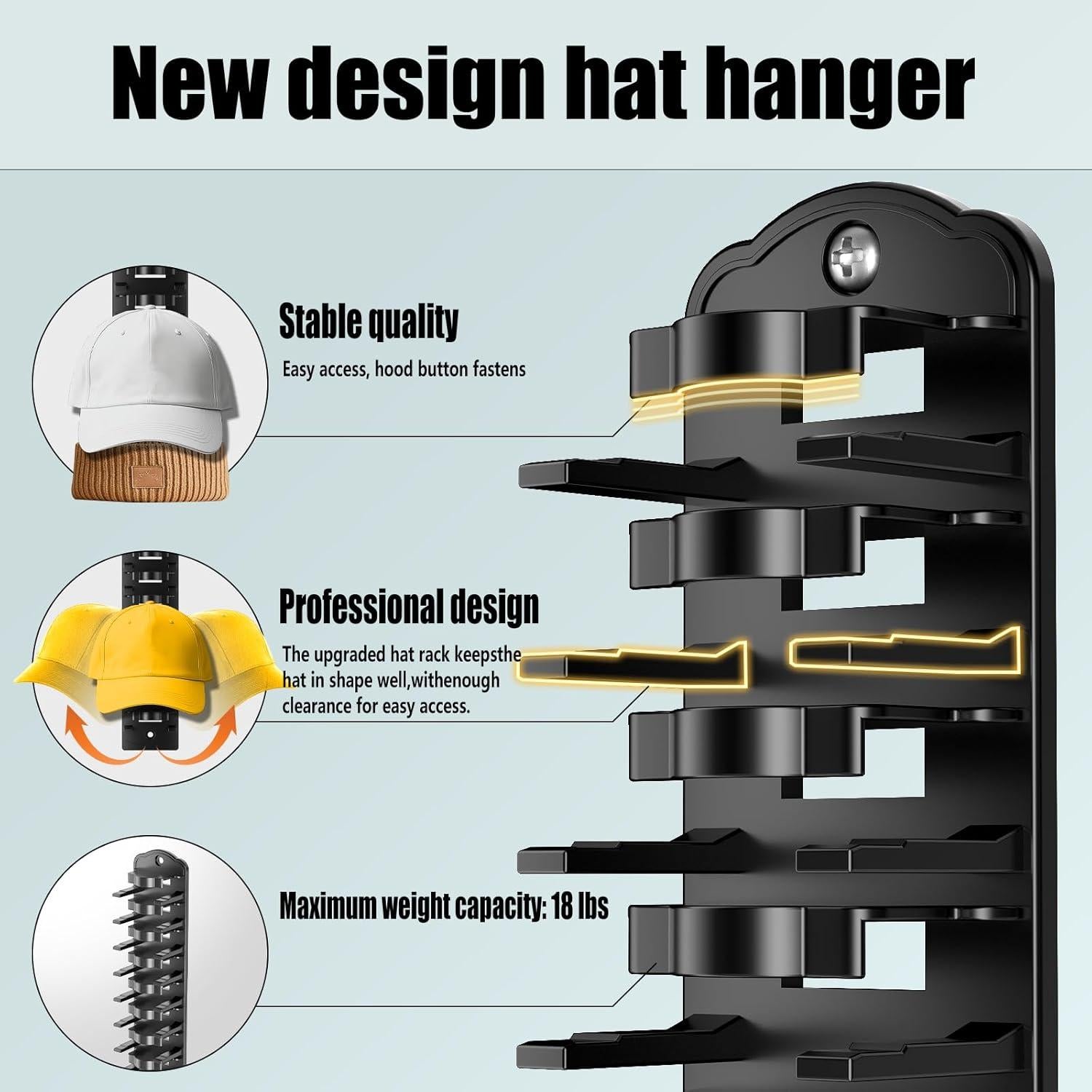 Organizador de Gorras de Béisbol KEAMIMU Negro 1 Estante