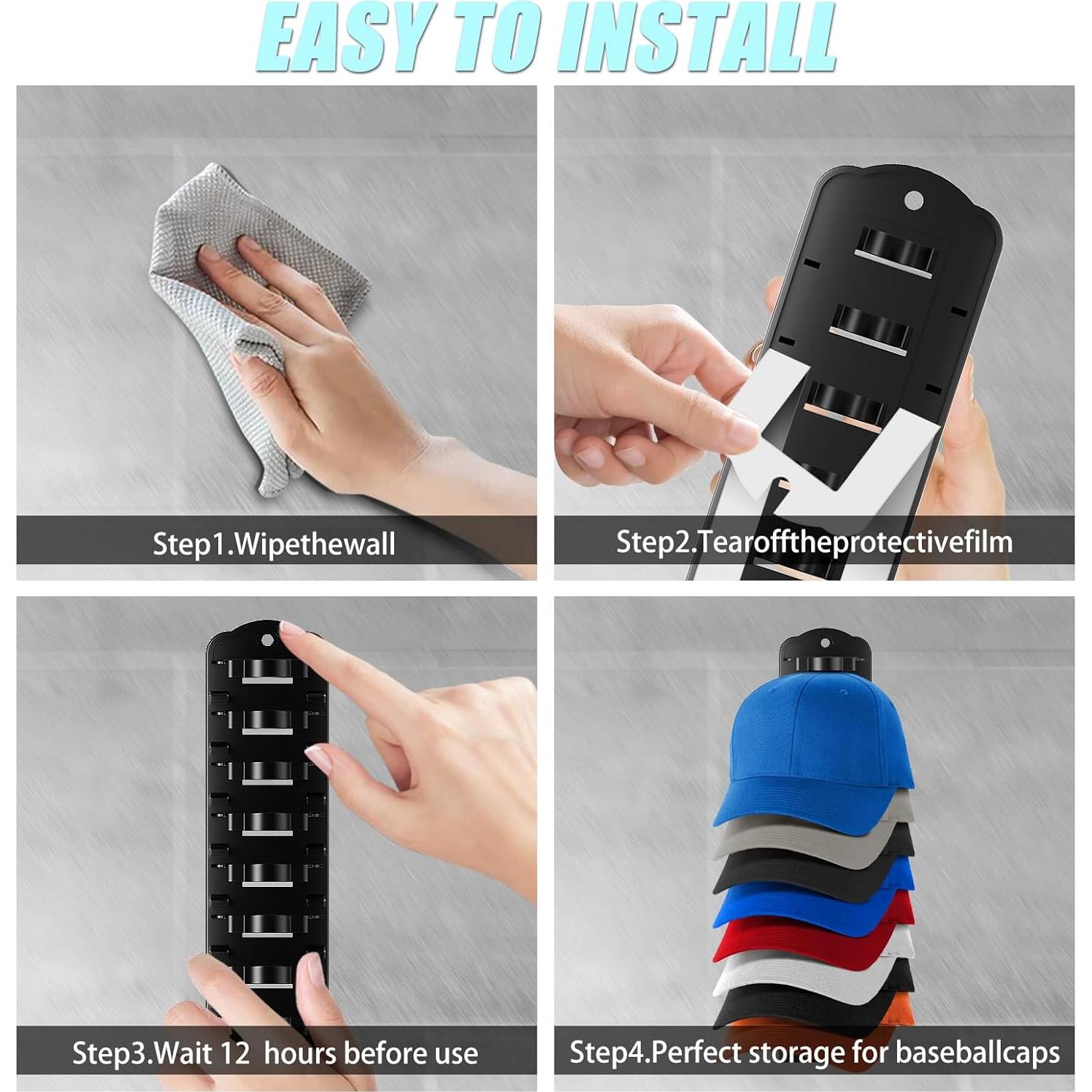 Organizador de Gorras de Béisbol KEAMIMU Negro 1 Estante