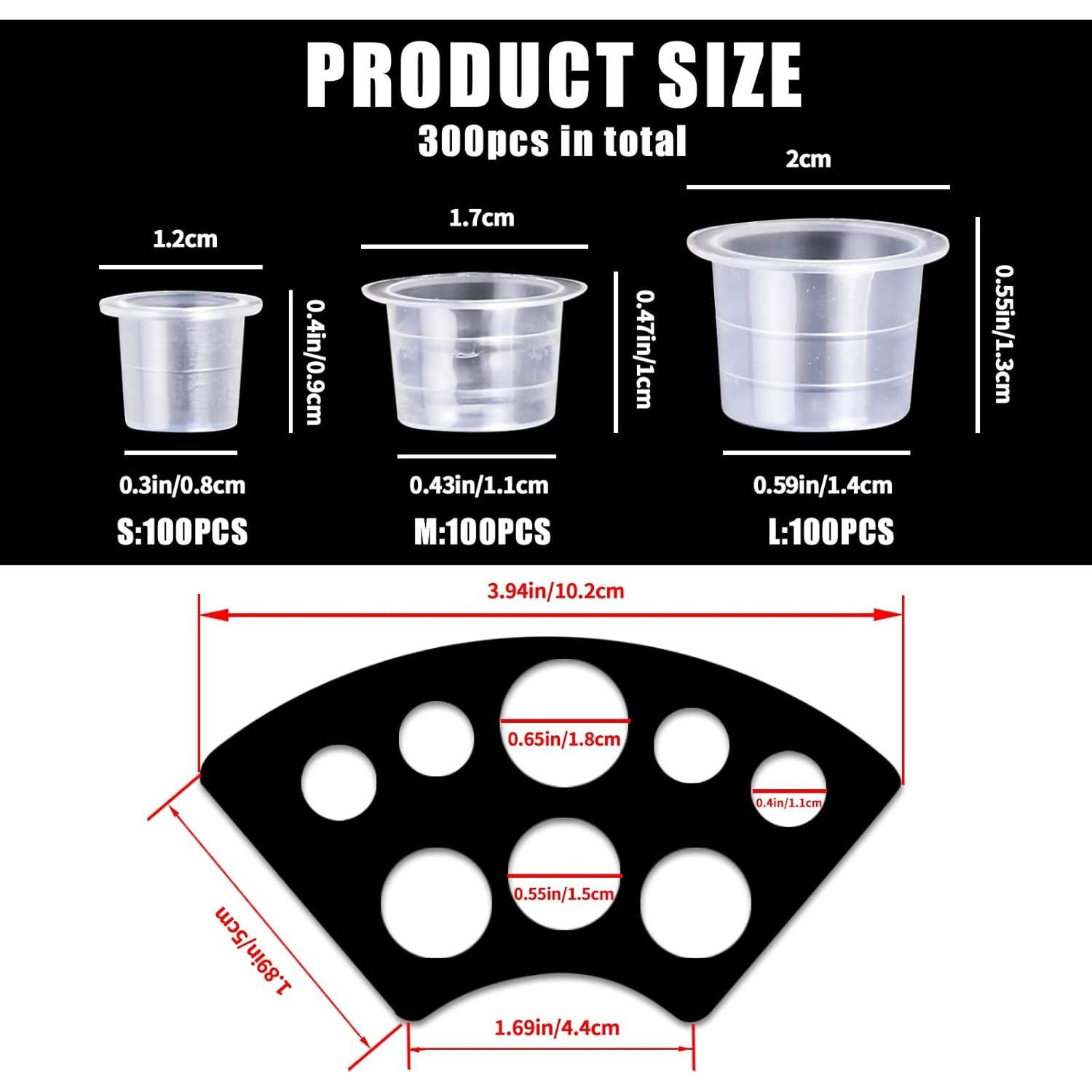 Tazas de Tinta para Tatuajes UPTATSUPPLY 300 Pcs Mixto