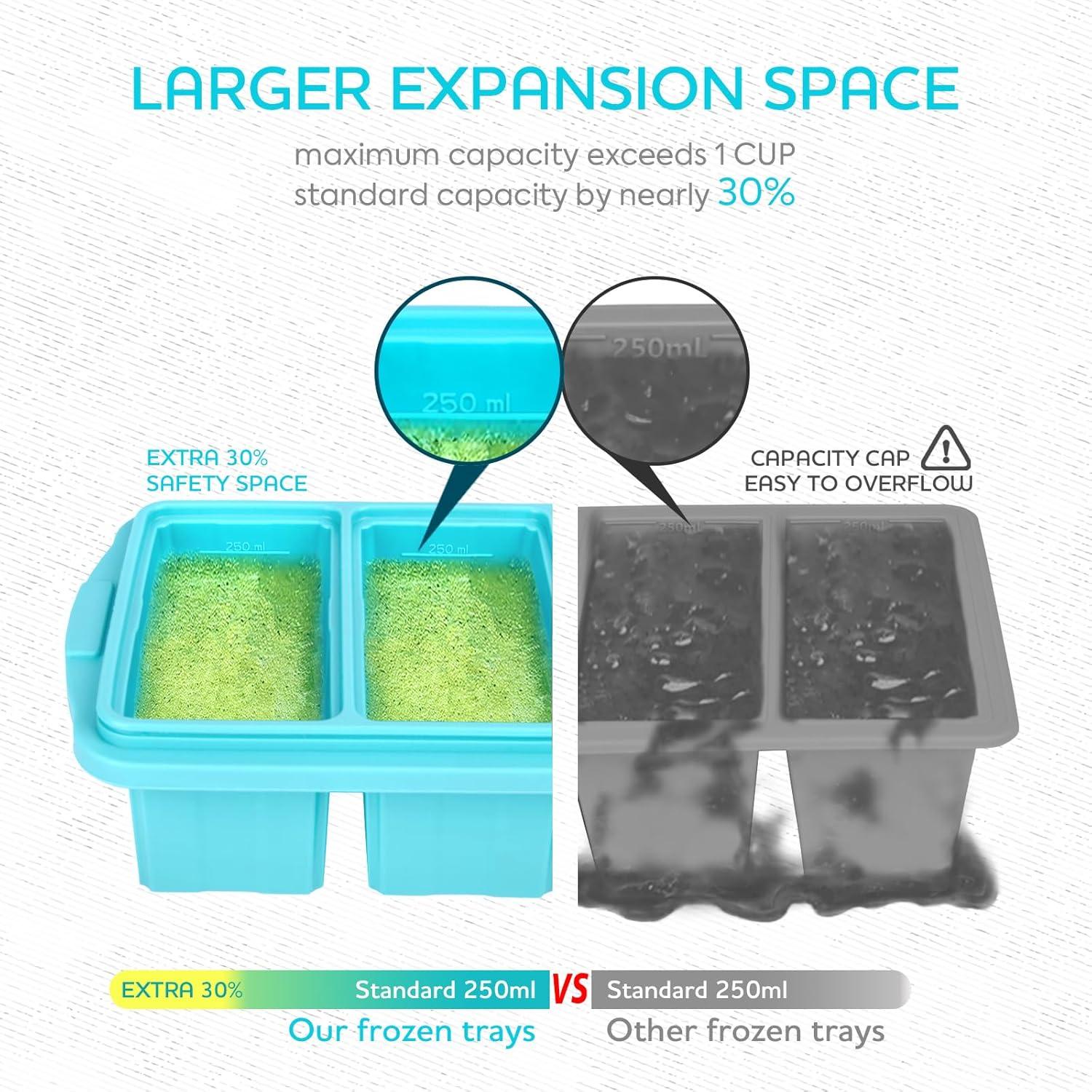 Bandeja de Congelador de Silicona Xomoo 2-Pack 1 Taza Apta Horno