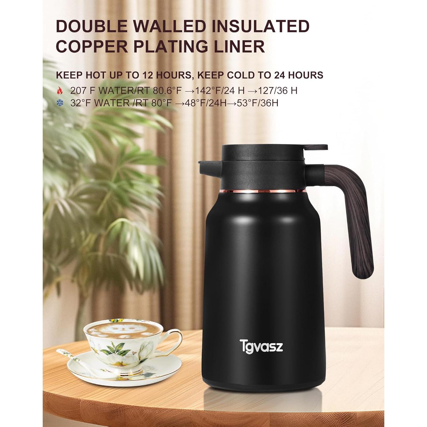 Jarra Térmica de Acero Inoxidable Tgvasz 1.5L Negra