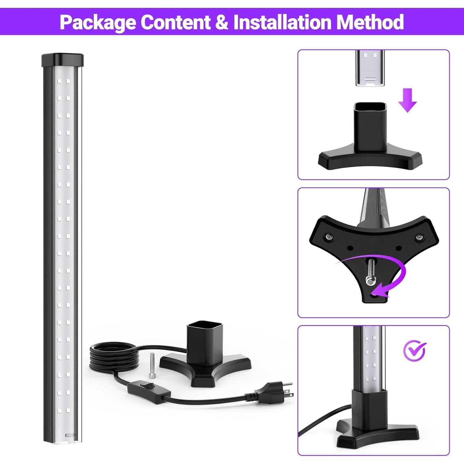 Barra de Luz Negra Onforu 15W 40 LEDs 0.38m para Fiestas