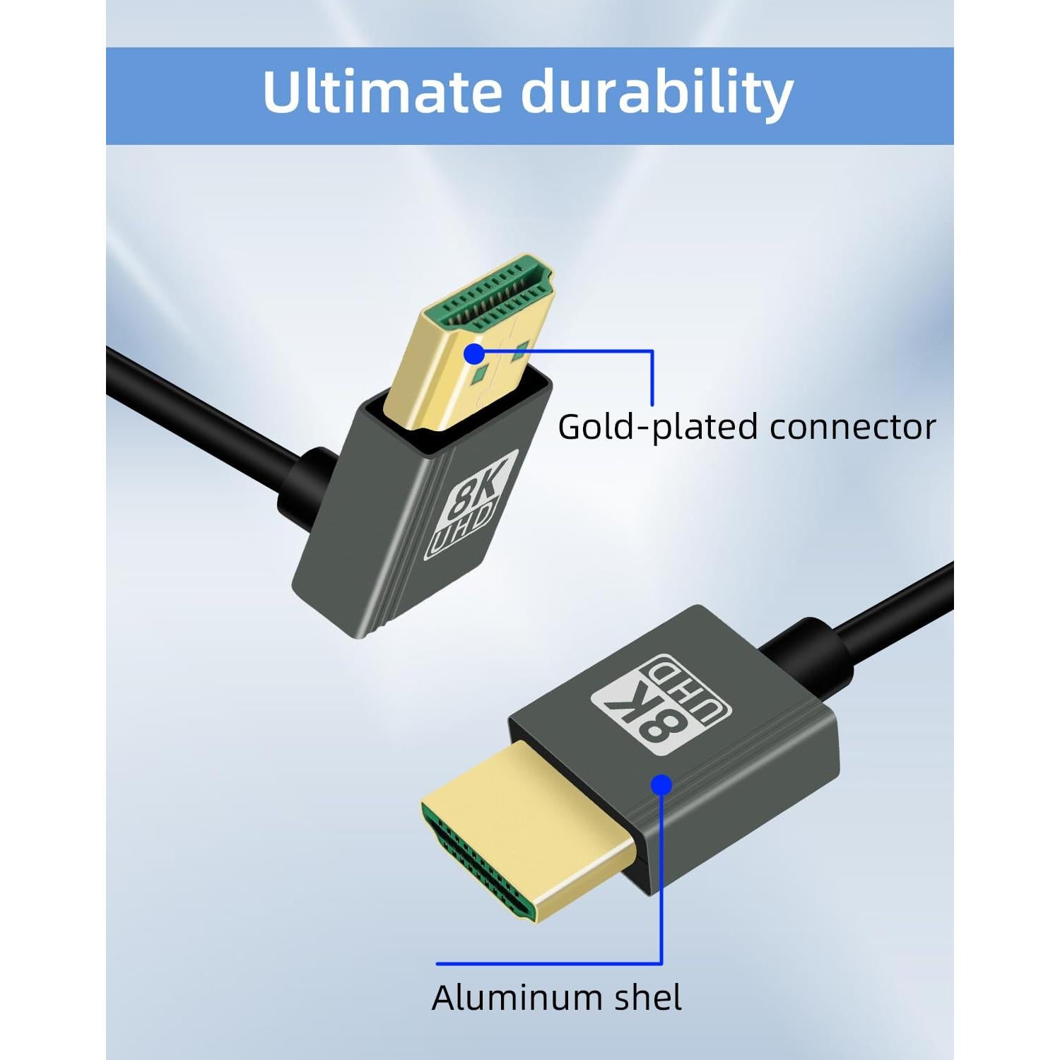 Cable HDMI Enrollado 8K 2.2FT YANBORONSN 270 Grados