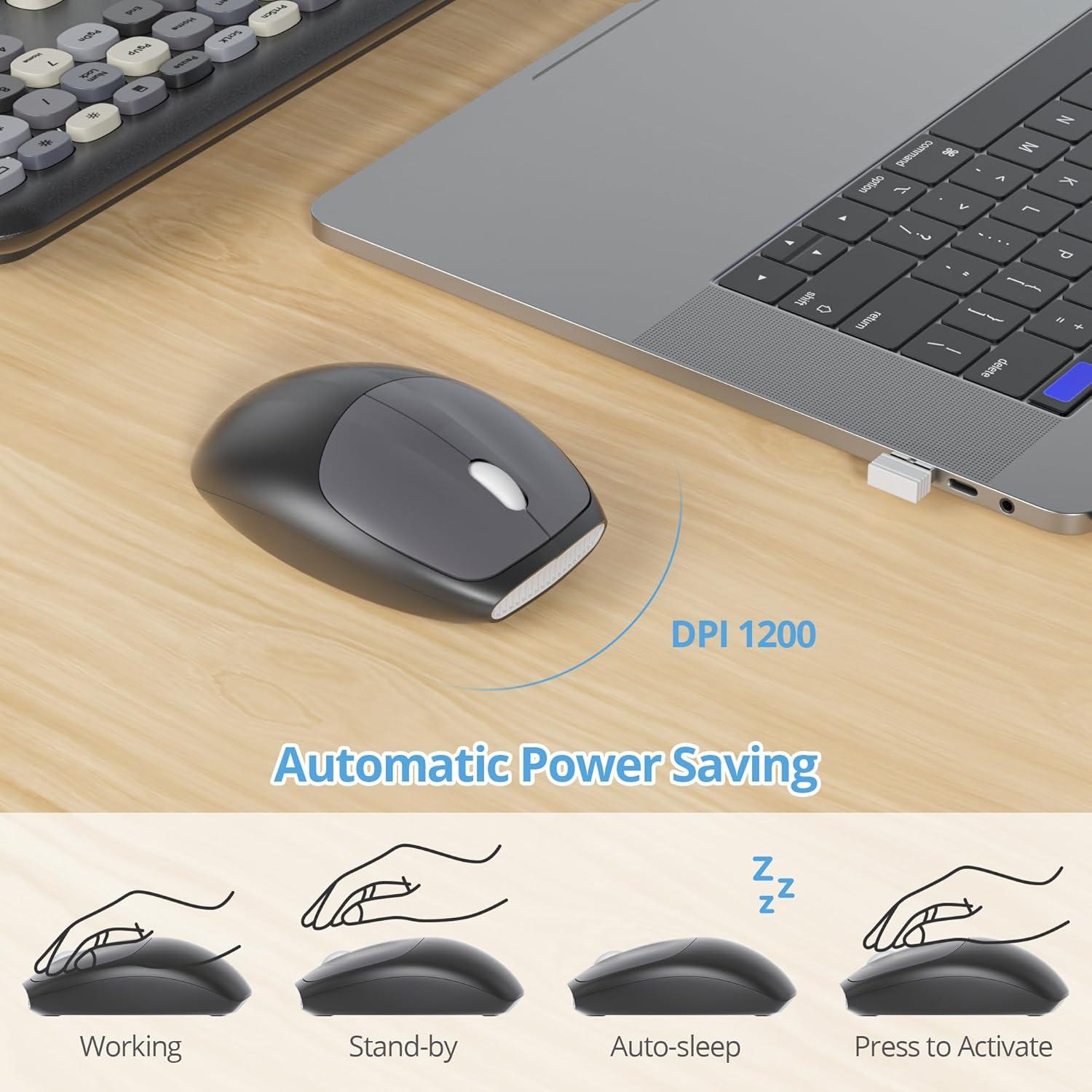 Combo Teclado y Ratón Inalámbrico Fogruaden Retro Colorido