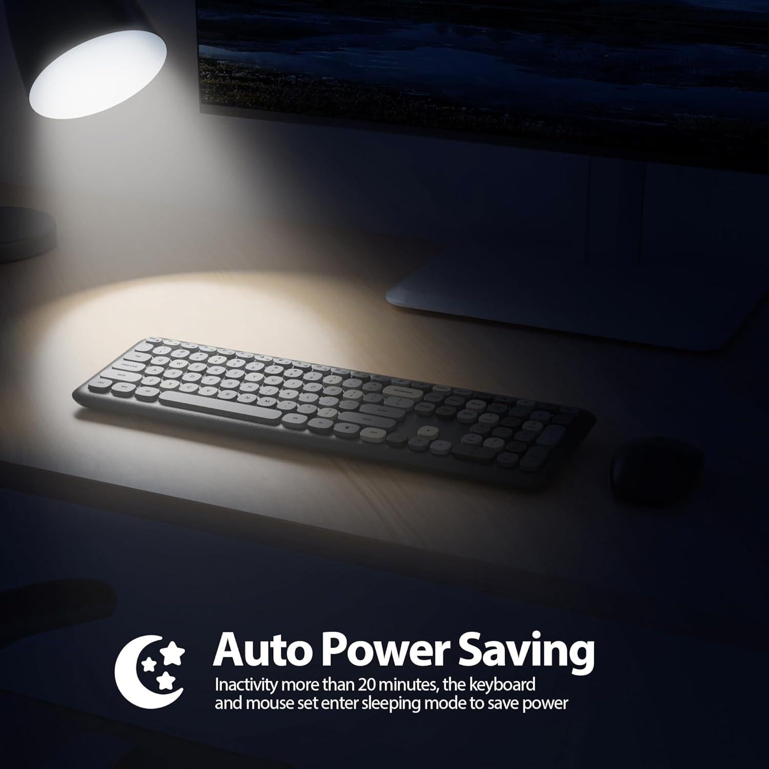 Combo Teclado y Ratón Inalámbrico Fogruaden Retro Colorido