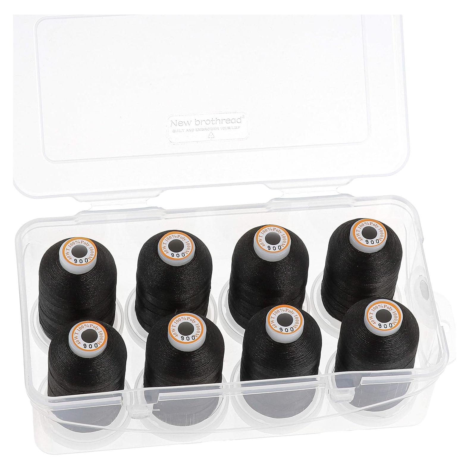 Hilo de Bordado de Poliéster New brothread 1000m Negro - 8 Bobinas