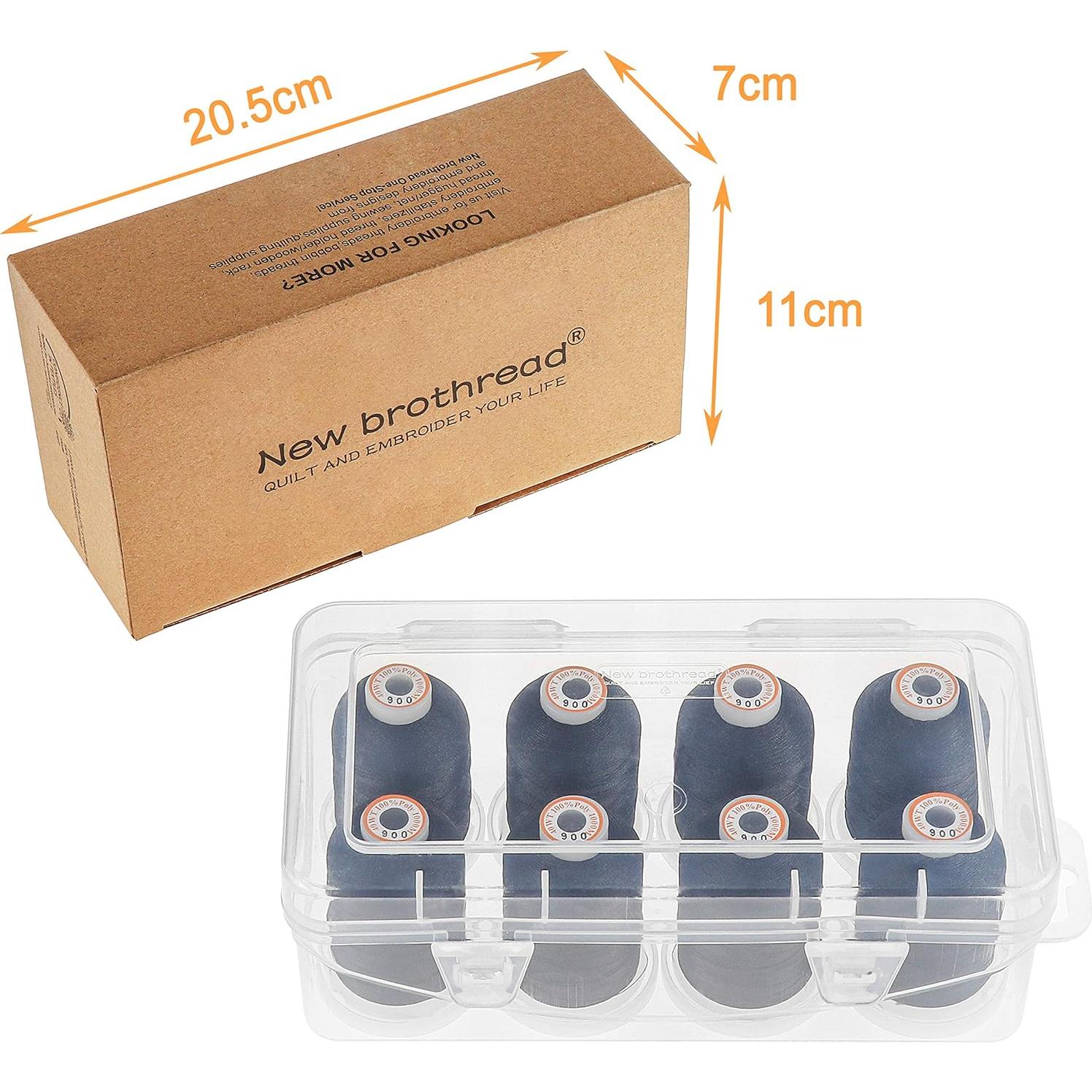 Hilo de Bordado de Poliéster New brothread 1000m Negro - 8 Bobinas