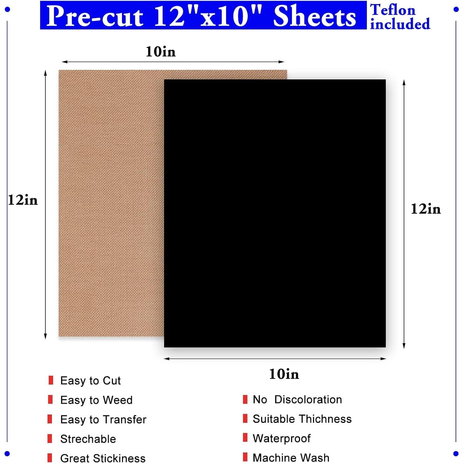 Vinilo de Transferencia de Calor Negro XSEINO 30.48x25.4 cm