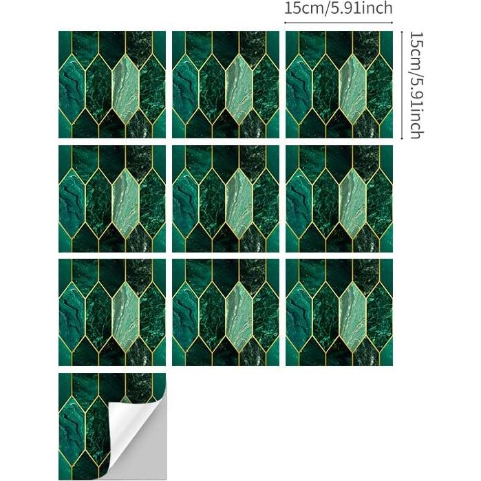 Azulejos Autoadhesivos Funlife 10Pcs Esmeralda 15x15cm