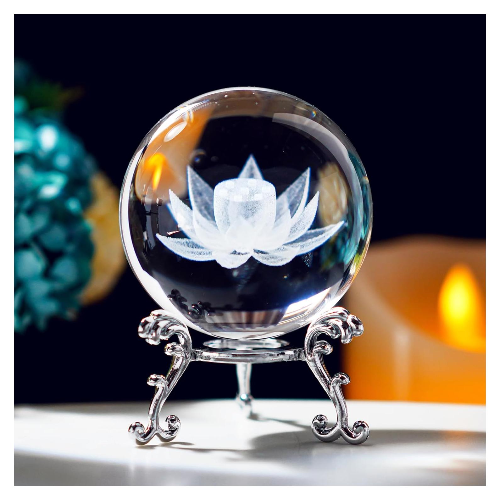 Bola de Cristal 3D HDCRYSTALGIFTS 60mm Loto Fengshui