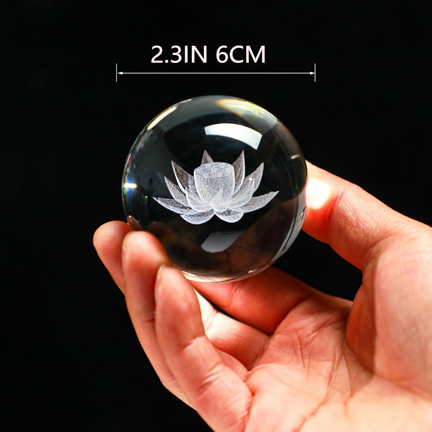 Bola de Cristal 3D HDCRYSTALGIFTS 60mm Loto Fengshui