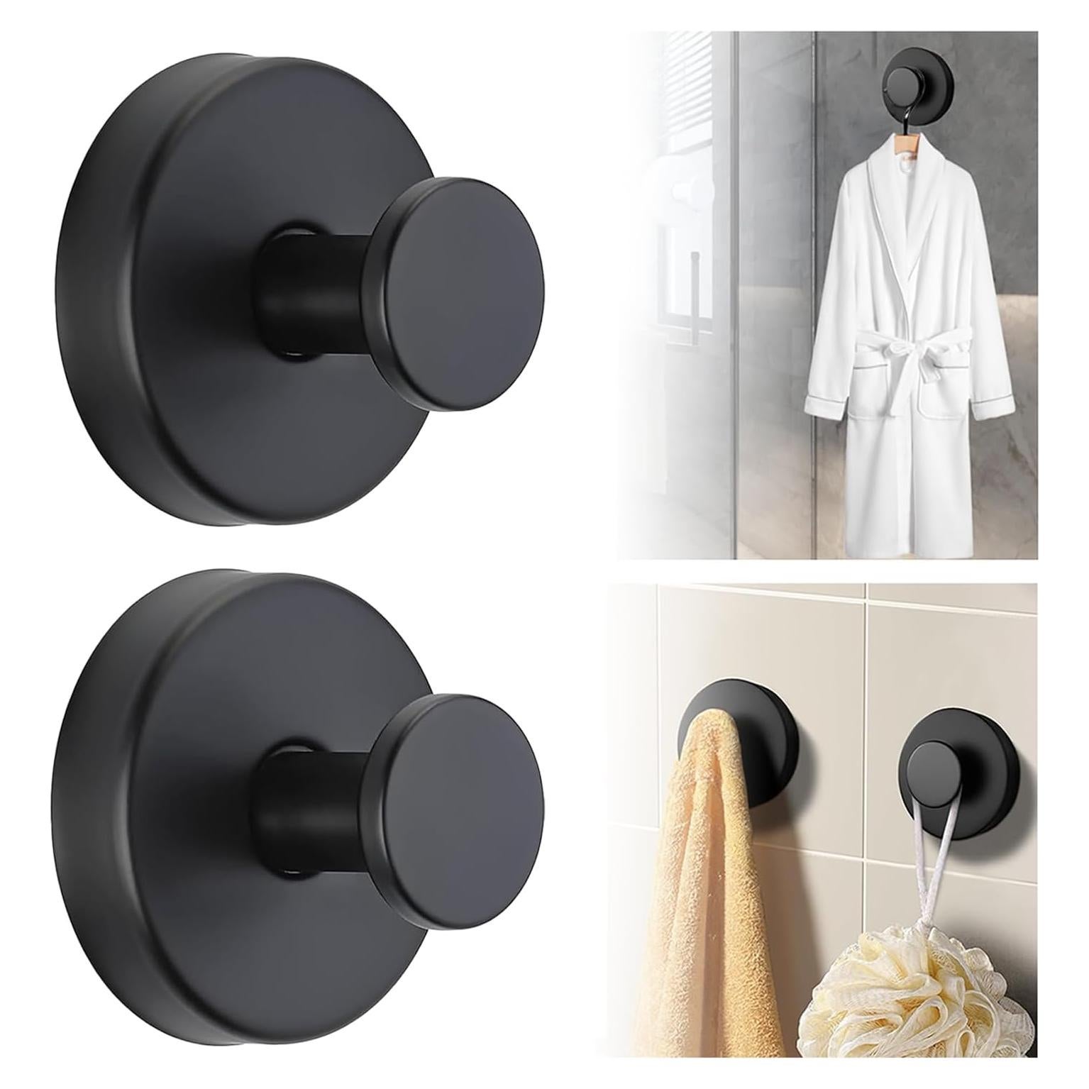 Ganchos de Ventosa QQM para Baño y Cocina - 2 Piezas Negro