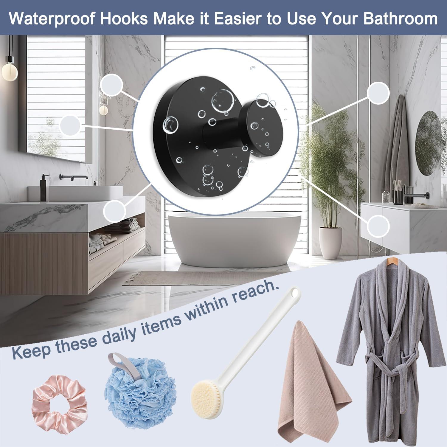 Ganchos de Ventosa QQM para Baño y Cocina - 2 Piezas Negro