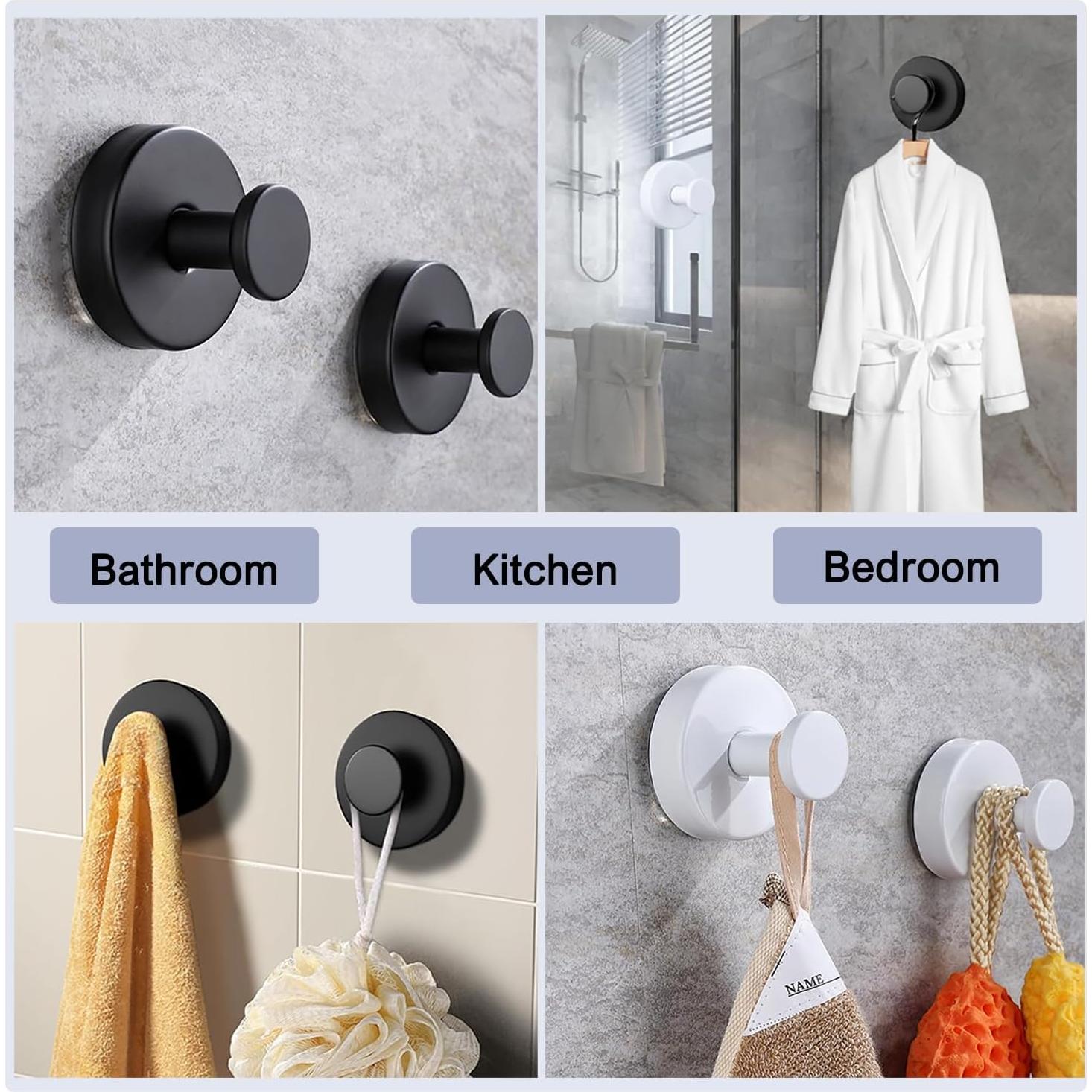 Ganchos de Ventosa QQM para Baño y Cocina - 2 Piezas Negro