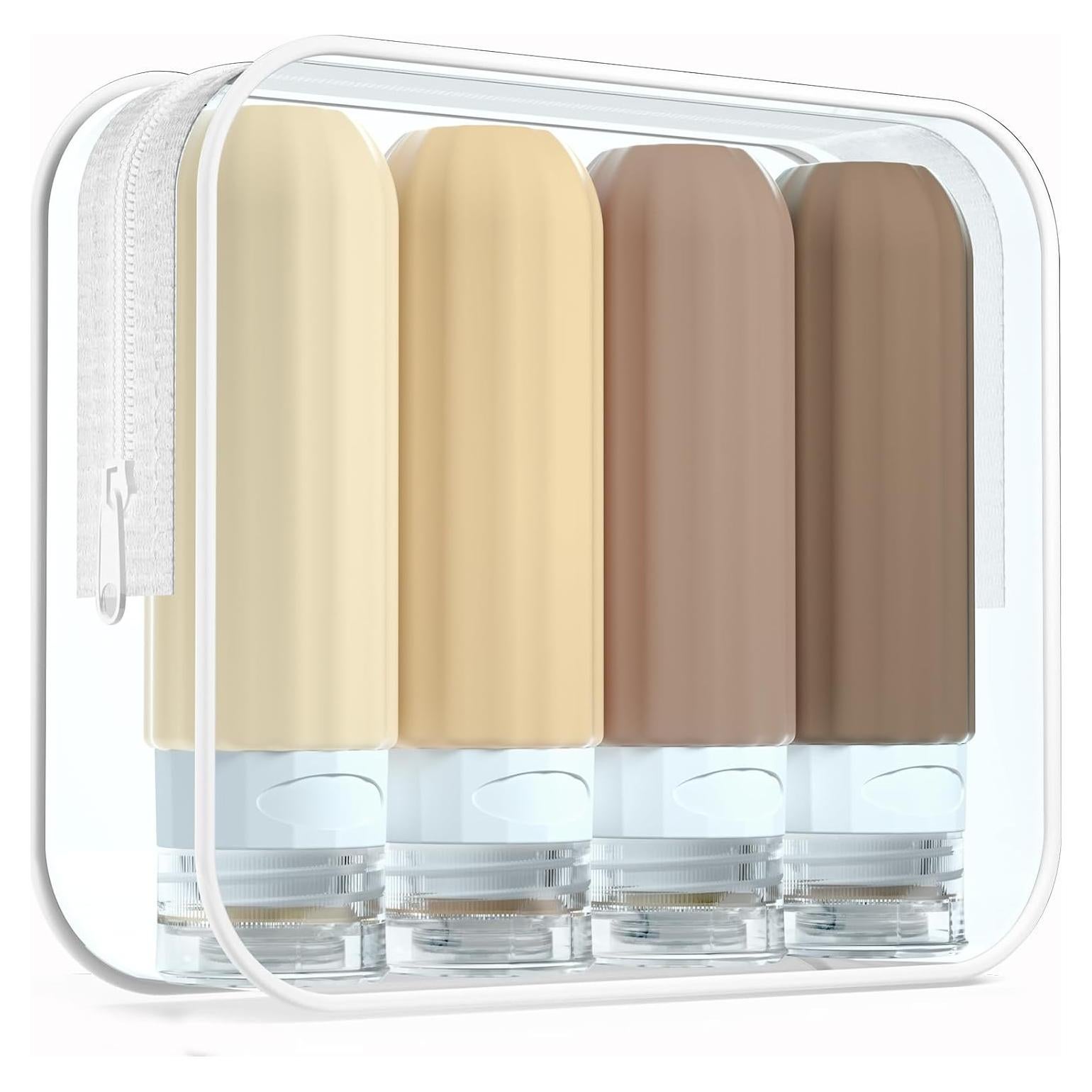 Botellas de Viaje Silicona 3oz Aprobadas por TSA - 4 Piezas