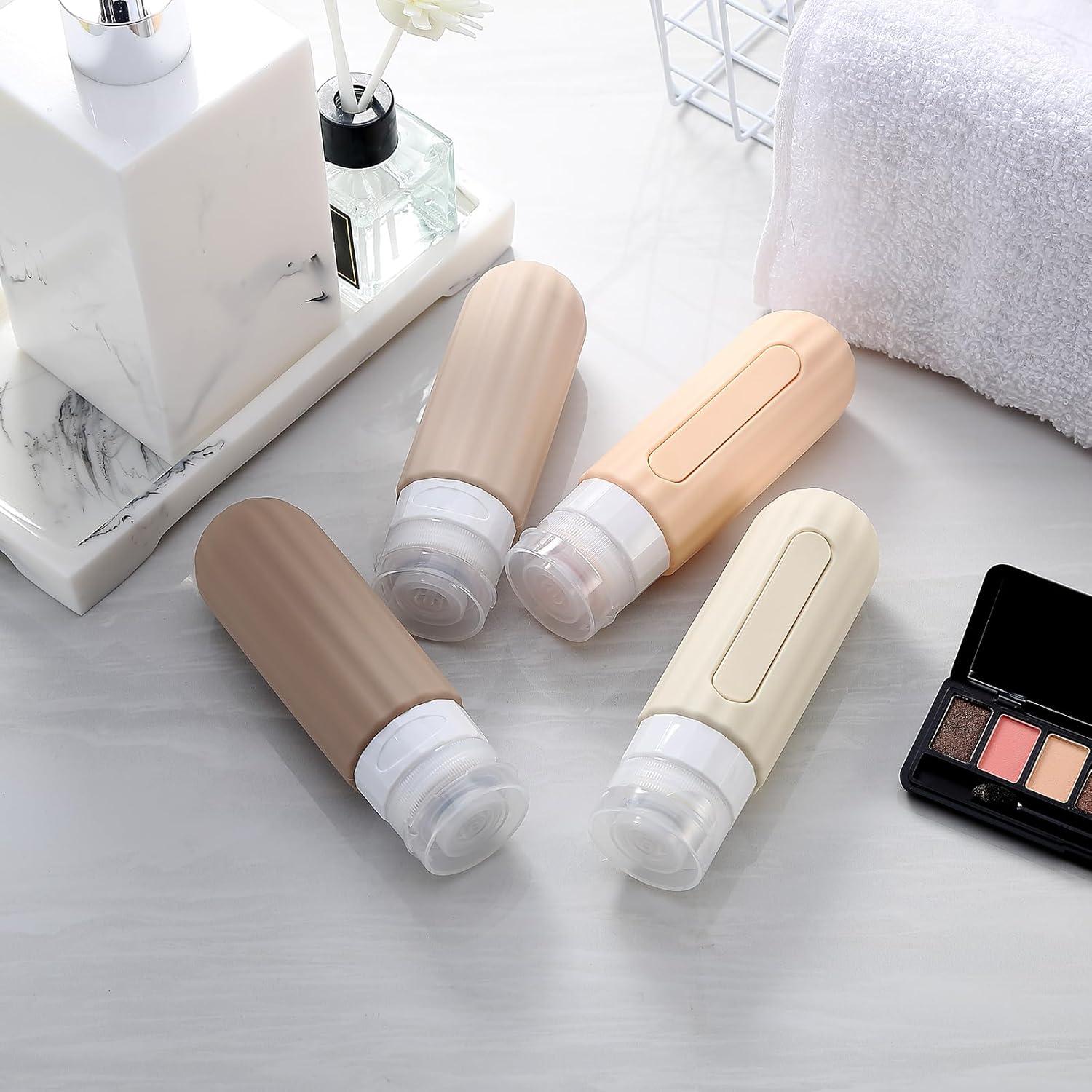 Botellas de Viaje Silicona 3oz Aprobadas por TSA - 4 Piezas