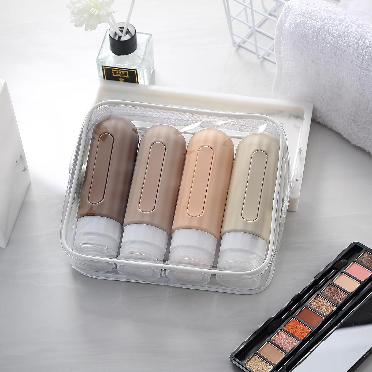 Botellas de Viaje Silicona 3oz Aprobadas por TSA - 4 Piezas