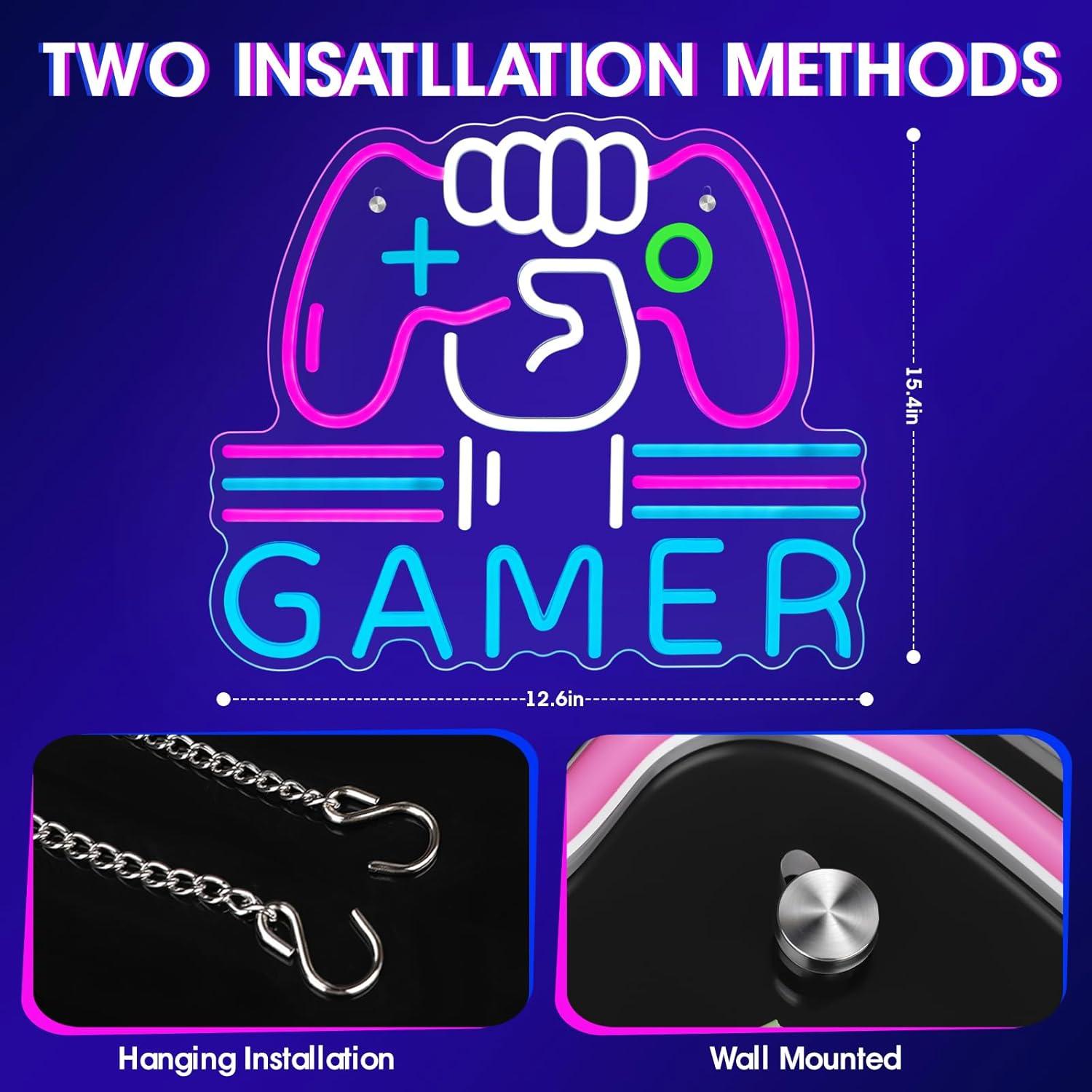 Luz de Neón LED Gamer ReyeeInc 39.1x32 cm Regulable USB