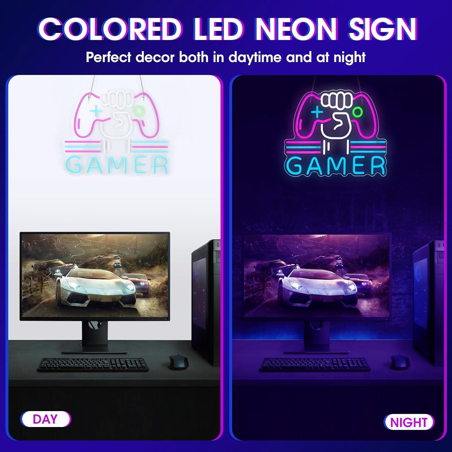 Luz de Neón LED Gamer ReyeeInc 39.1x32 cm Regulable USB