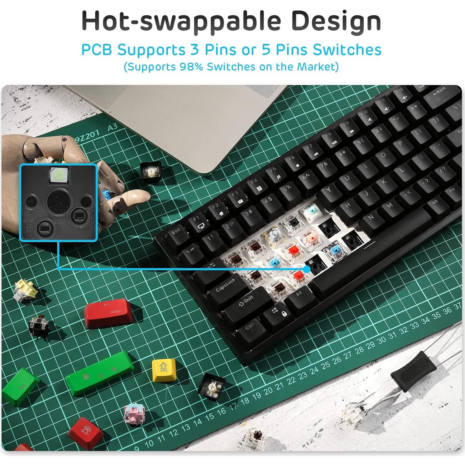 Teclado Mecánico RK ROYAL KLUDGE RK84 Retroiluminado Azul 75%