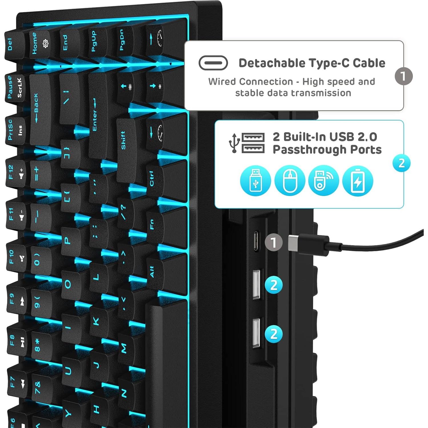 Teclado Mecánico RK ROYAL KLUDGE RK84 Retroiluminado Azul 75%