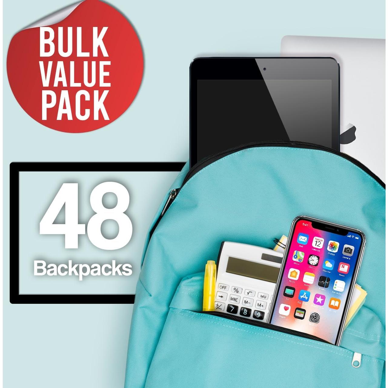 Paquete de 48 mochilas de 43 cm con cremallera - Colores surtidos