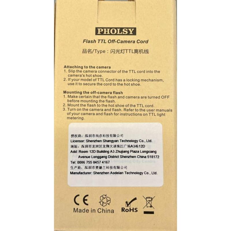 Cable de sincronización de flash PHOLSY TTL para Nikon - 2 m