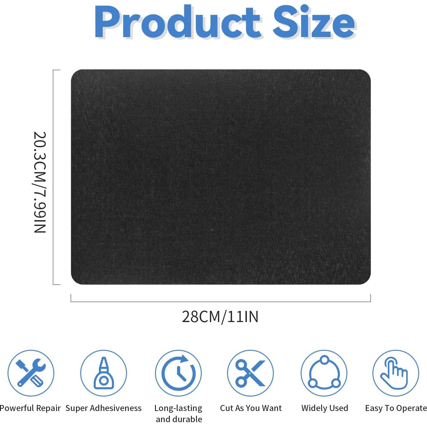 Parches de Tela Autoadhesivos FR 2 Pcs 20.3 x 27.9 cm Negro