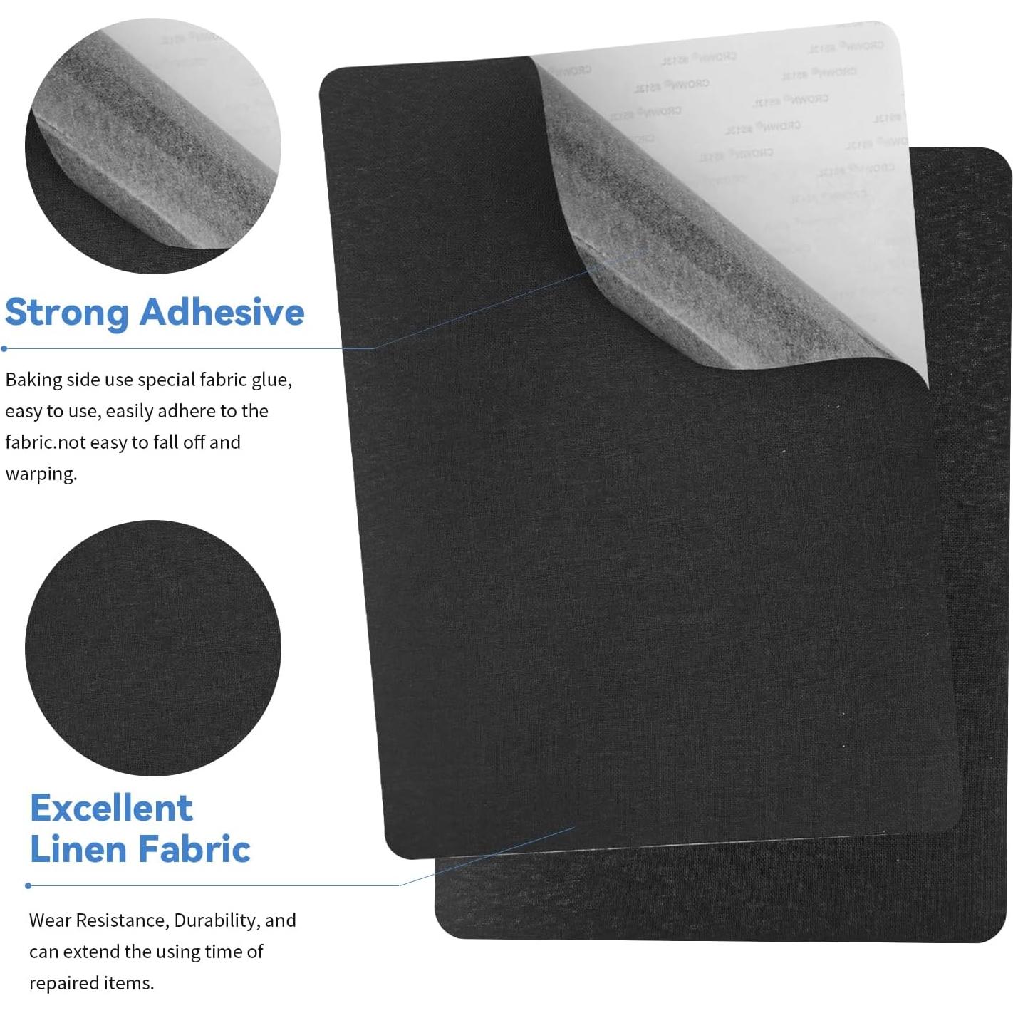 Parches de Tela Autoadhesivos FR 2 Pcs 20.3 x 27.9 cm Negro