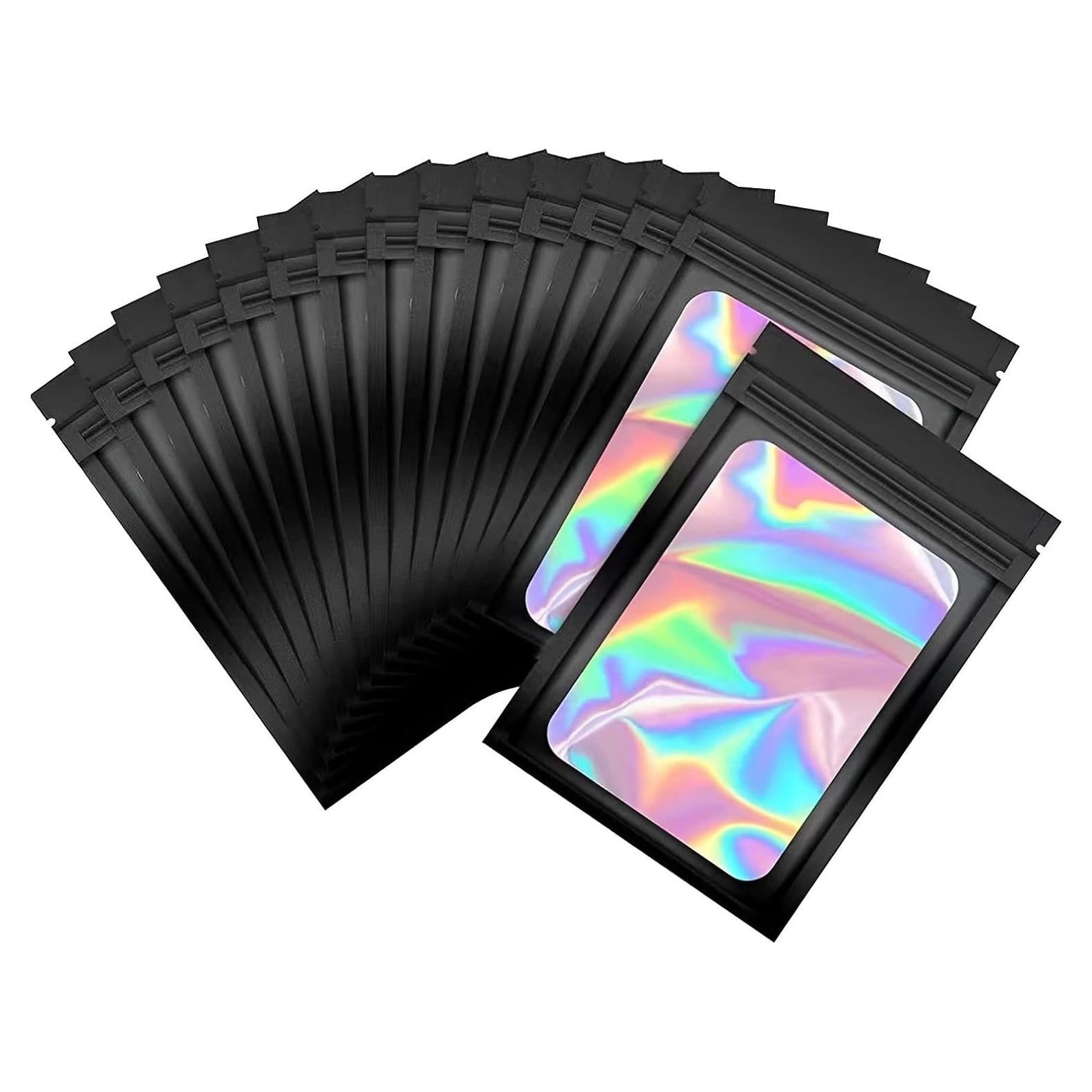 Paquete de 50 Bolsas Mylar Negras DYMSUP 6.1x6.1cm Reutilizables