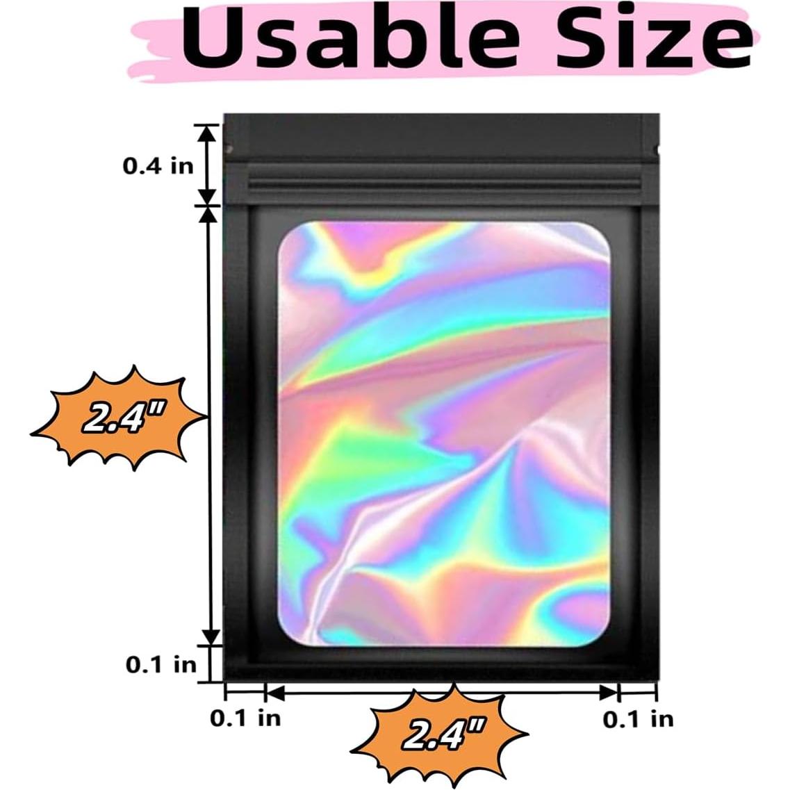 Paquete de 50 Bolsas Mylar Negras DYMSUP 6.1x6.1cm Reutilizables