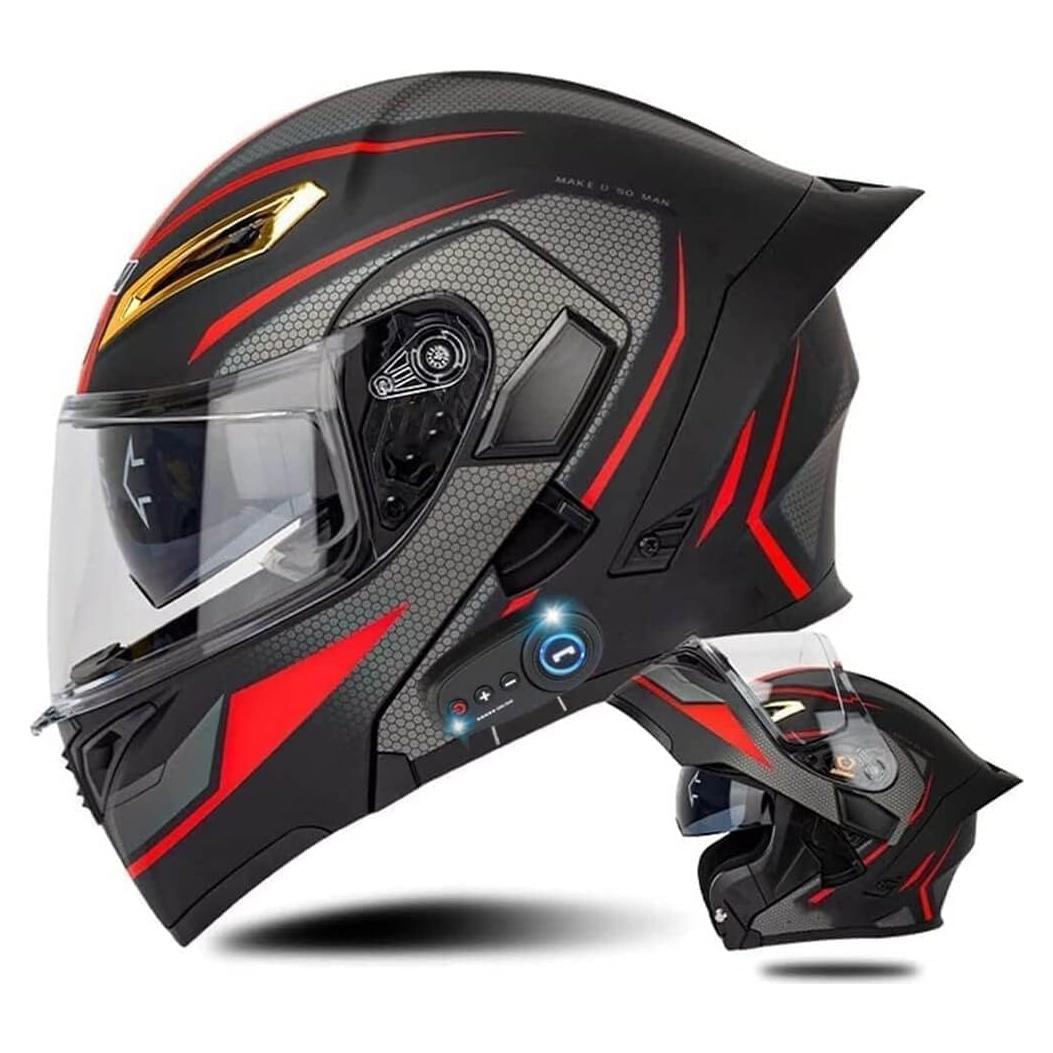 Casco Modular Bluetooth Qngjizhue DOT para Motocicleta