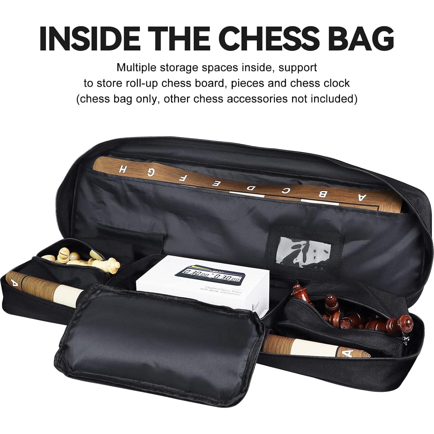 Bolsa de Ajedrez LEAP Negra con Compartimentos 59.69x8.89x17.4 cm