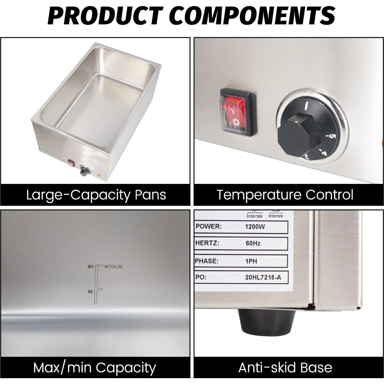 Calentador de Comida Comercial EASYROSE 1200W 53.9x33.8cm