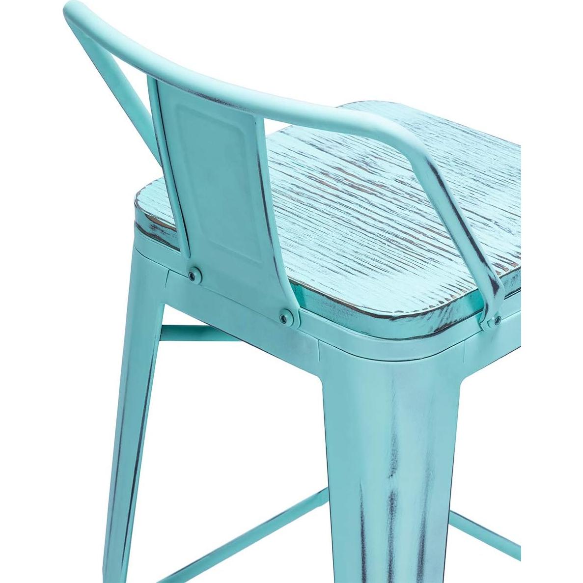 Taburetes de Bar Aklaus de Metal 61 cm Juego de 4 Cian Desgastado