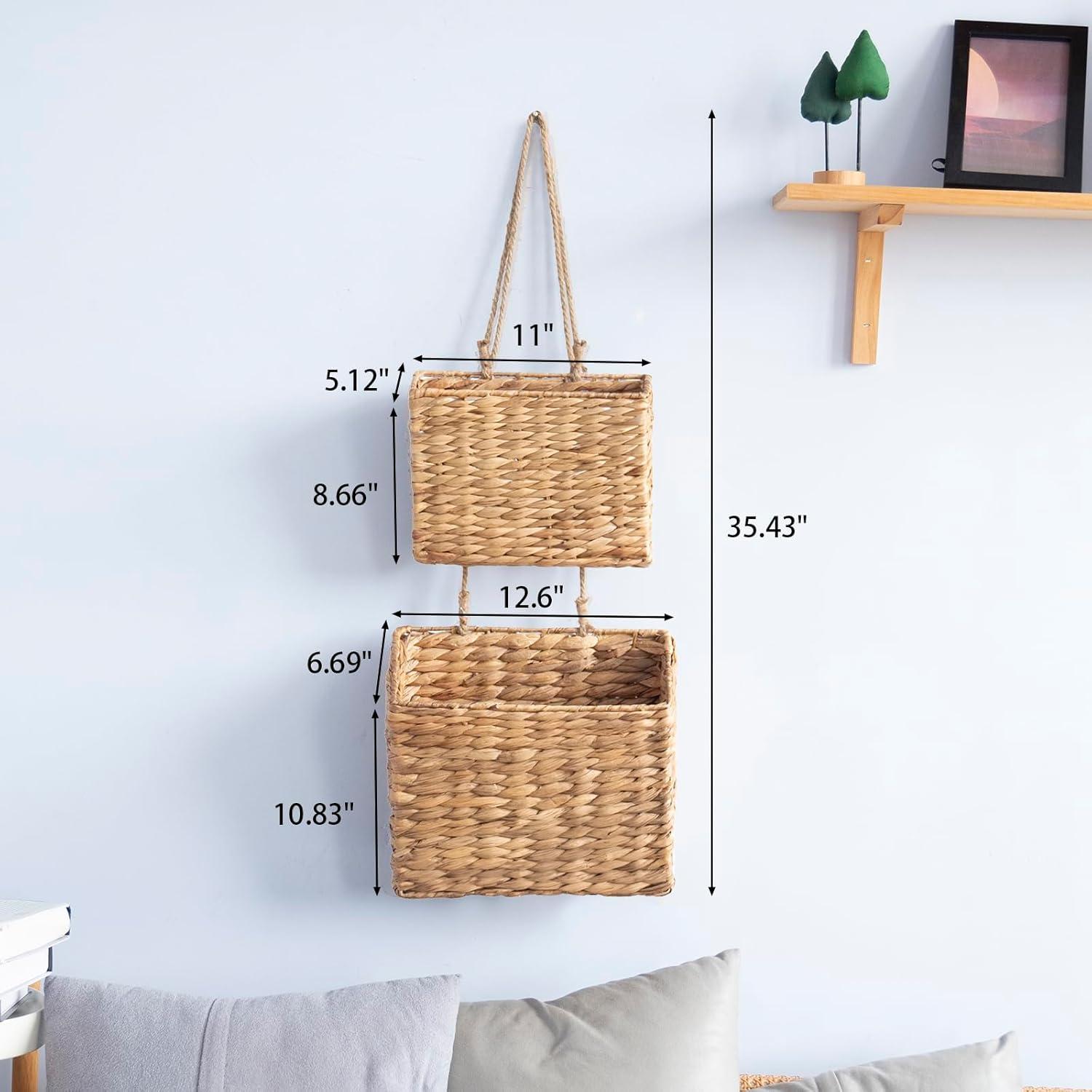 Cesta Colgante de Juncos de Agua YAHUAN 2 Niveles 32x17 cm