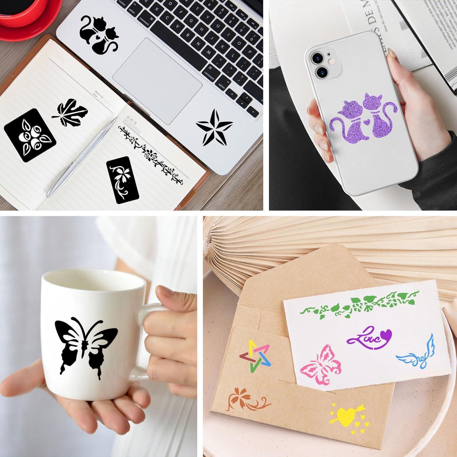 12 Plantillas de Tatuajes Temporales RAZET - Henna Reutilizables