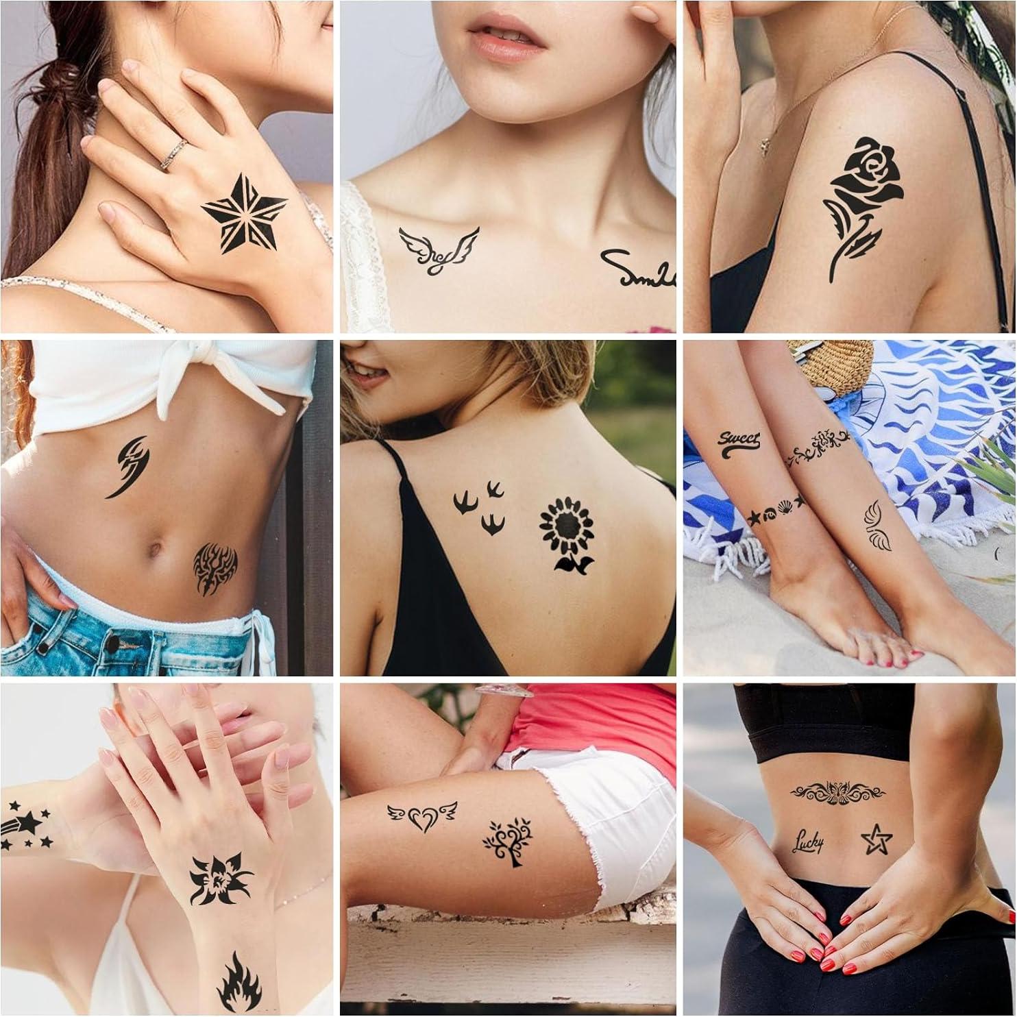 12 Plantillas de Tatuajes Temporales RAZET - Henna Reutilizables