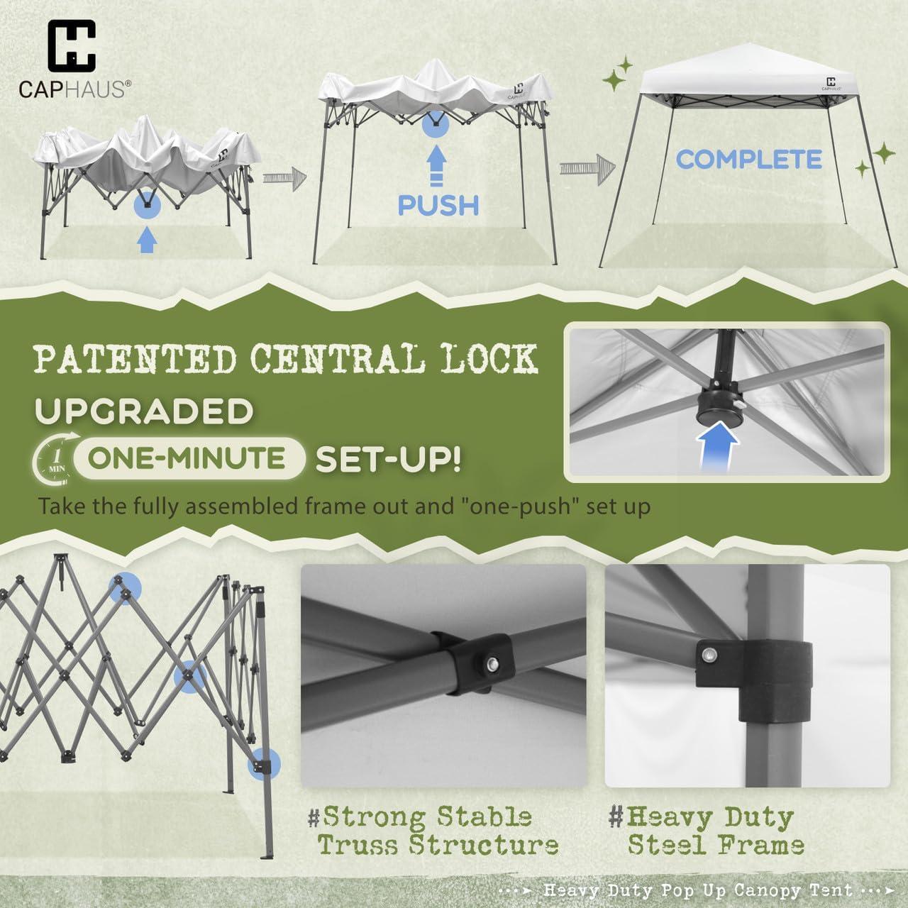 Carpa Plegable CAPHAUS 3x3m Azul, Impermeable y UV