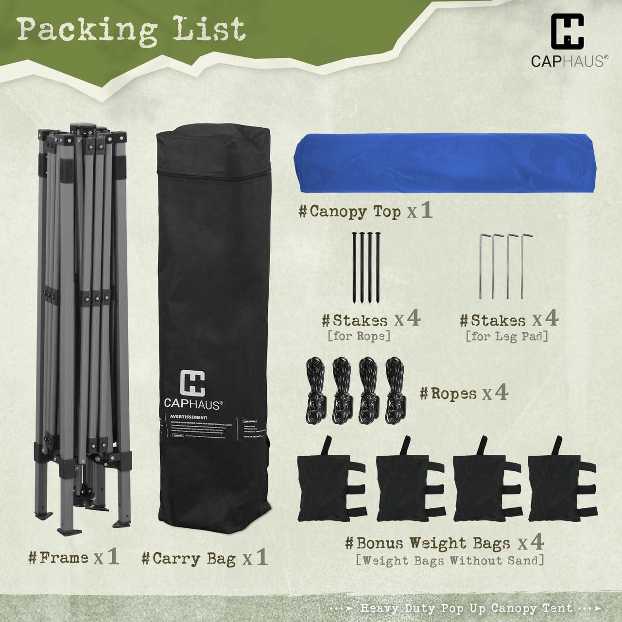 Carpa Plegable CAPHAUS 3x3m Azul, Impermeable y UV