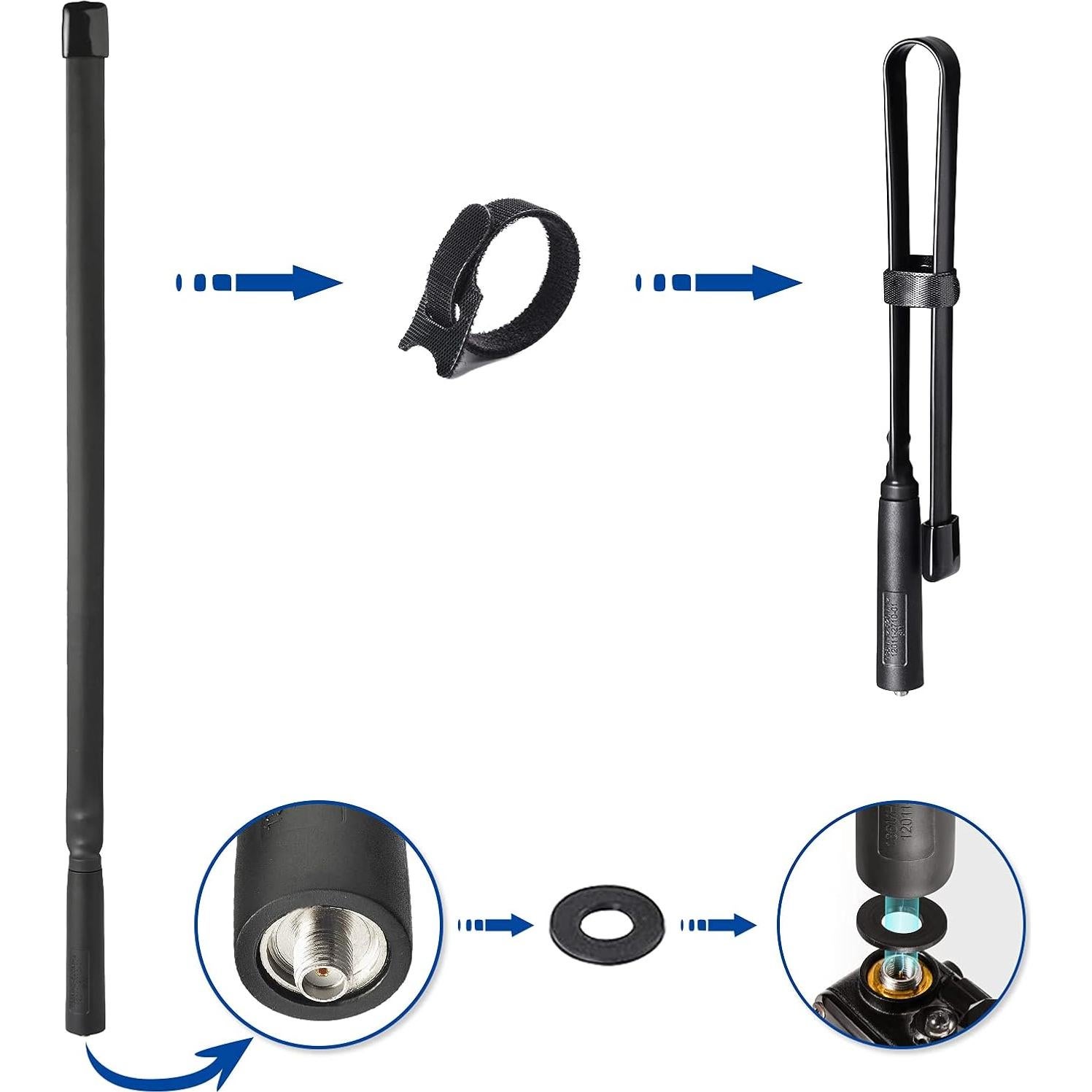 Antena de Radioaficionado Plegable Bingfu 2-Pack 47cm VHF UHF