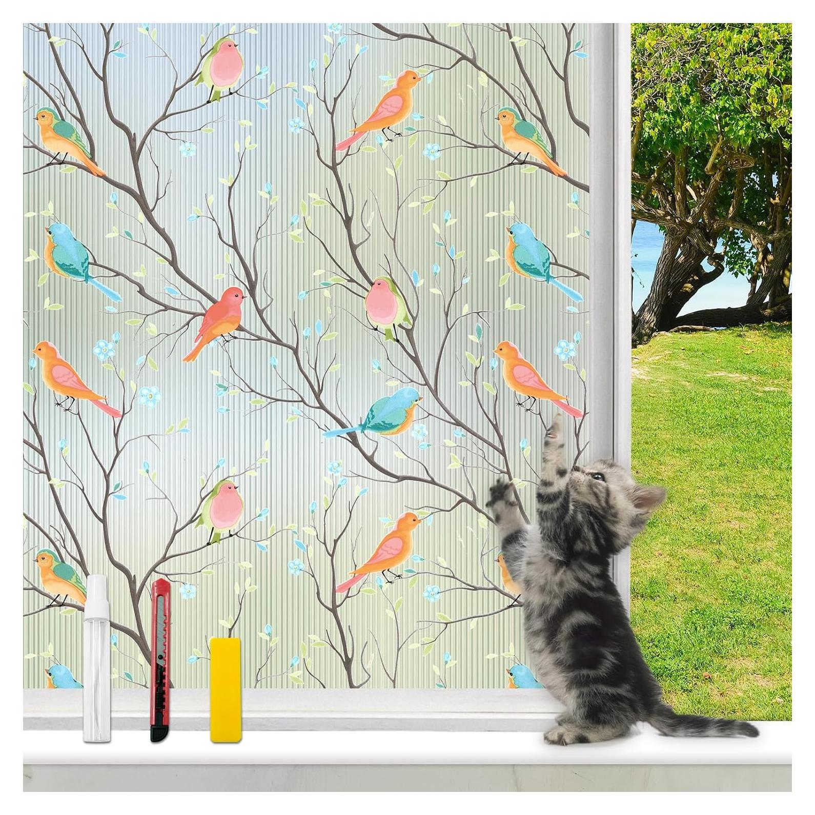 Película de Ventana Reutilizable COUNTEWOL Aves Coloridas 44.5x200cm