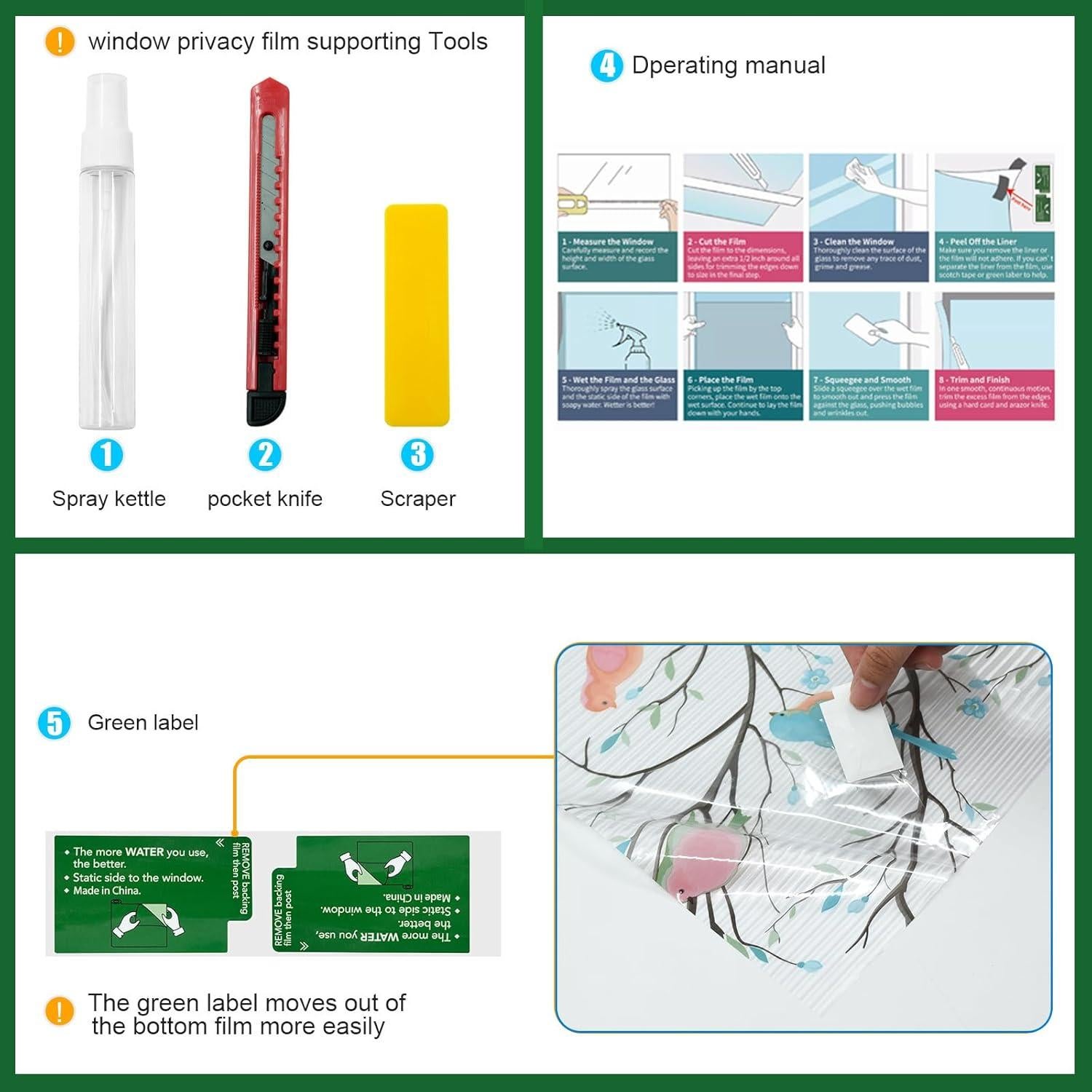 Película de Ventana Reutilizable COUNTEWOL Aves Coloridas 44.5x200cm