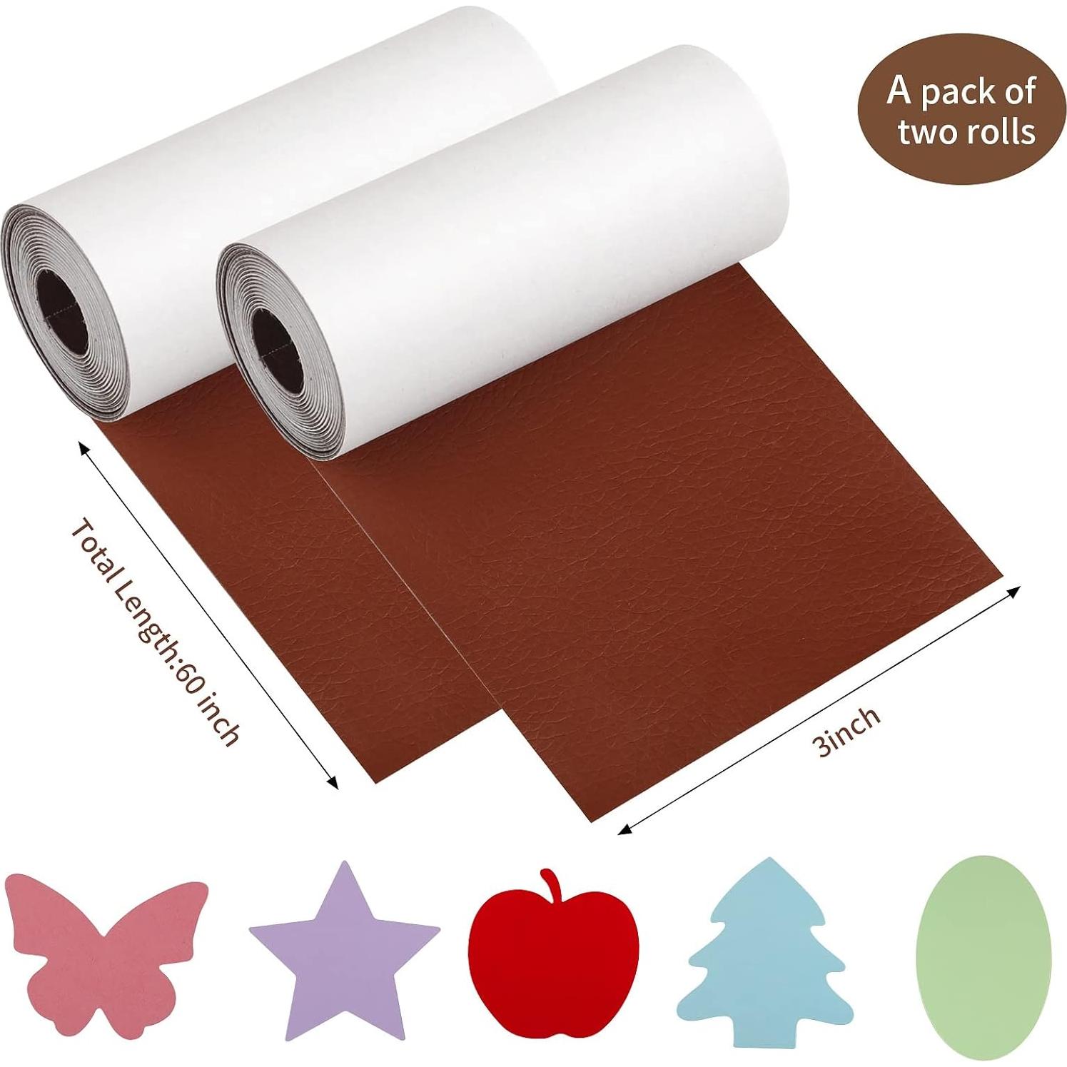 Parche de reparación de cuero FSLMEIL 3x60 cm 2 rollos café