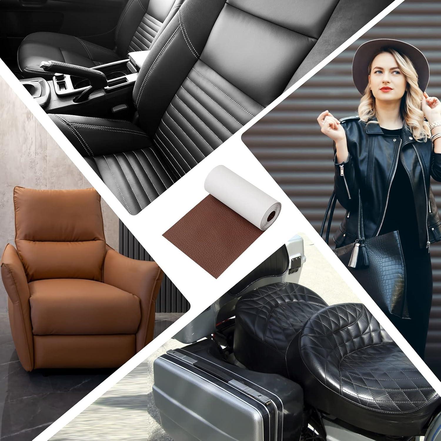 Parche de reparación de cuero FSLMEIL 3x60 cm 2 rollos café