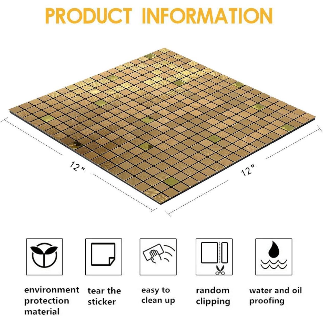 Azulejos Autoadhesivos XUANINY 30.48x30.48cm Dorado 5 Pzas